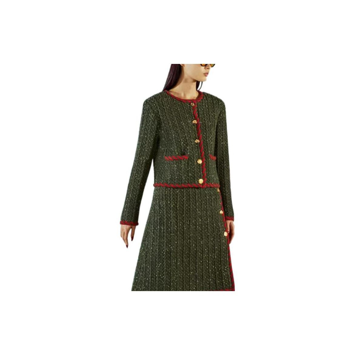 Gucci Gucci Green Wool Blend Tweed Jacket Size M Size M / US 6-8 / IT 42-44 - 10 Thumbnail