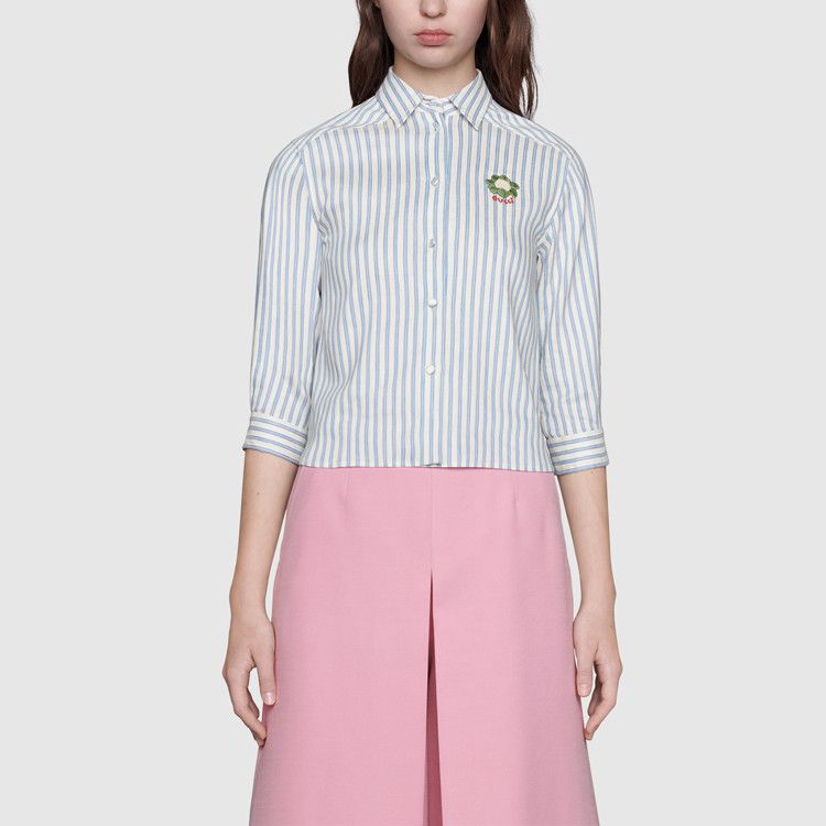 Gucci Gucci Striped Floral Patch Button Up Size 36 Size XS / US 0-2 / IT 36-38 - 7 Thumbnail