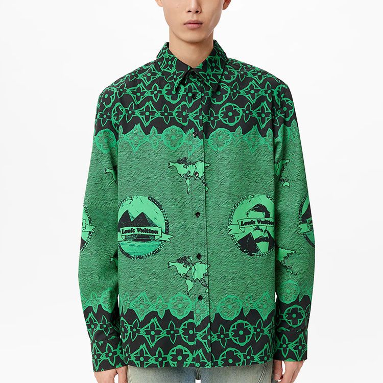 Louis Vuitton Louis Vuitton Monogram Map Print Button Up Shirt Size M Size US M / EU 48-50 / 2 - 5 Thumbnail