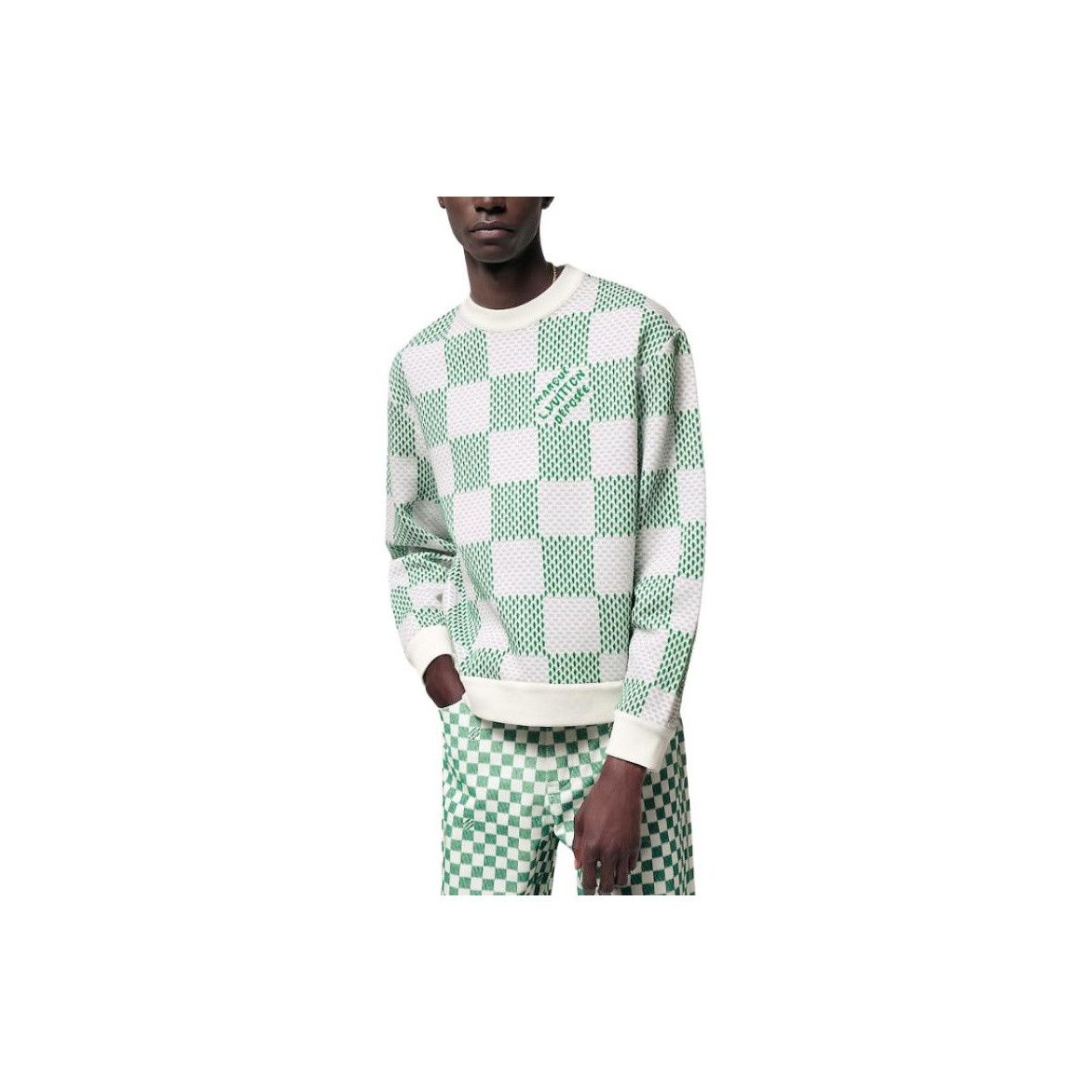 Louis Vuitton Louis Vuitton Damier Logo Sweatshirt Green M Size US M / EU 48-50 / 2 - 9 Thumbnail