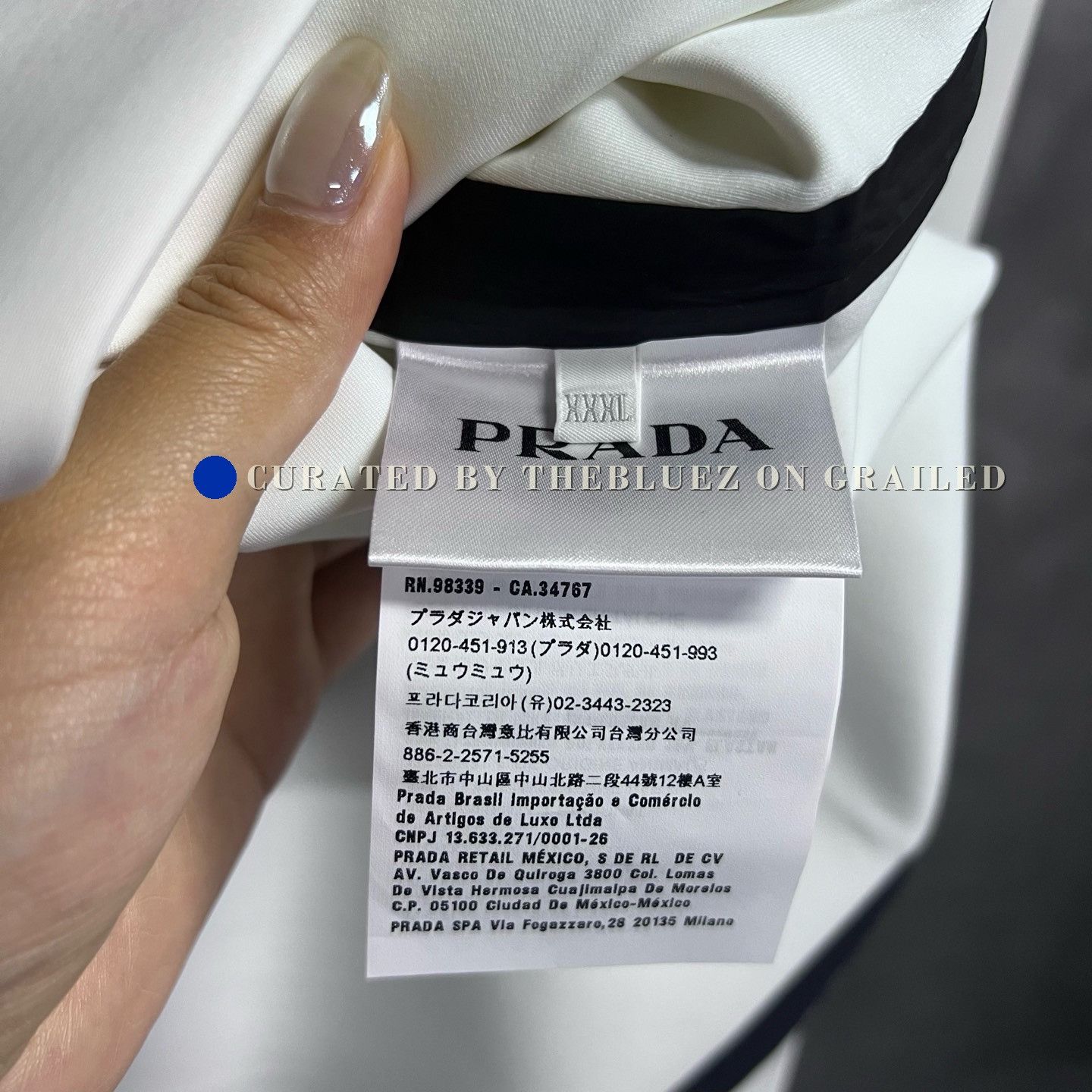 Prada Prada White Stripe Logo Zip Hooded Jacket Size US XXL / EU 58 / 5 - 5 Thumbnail