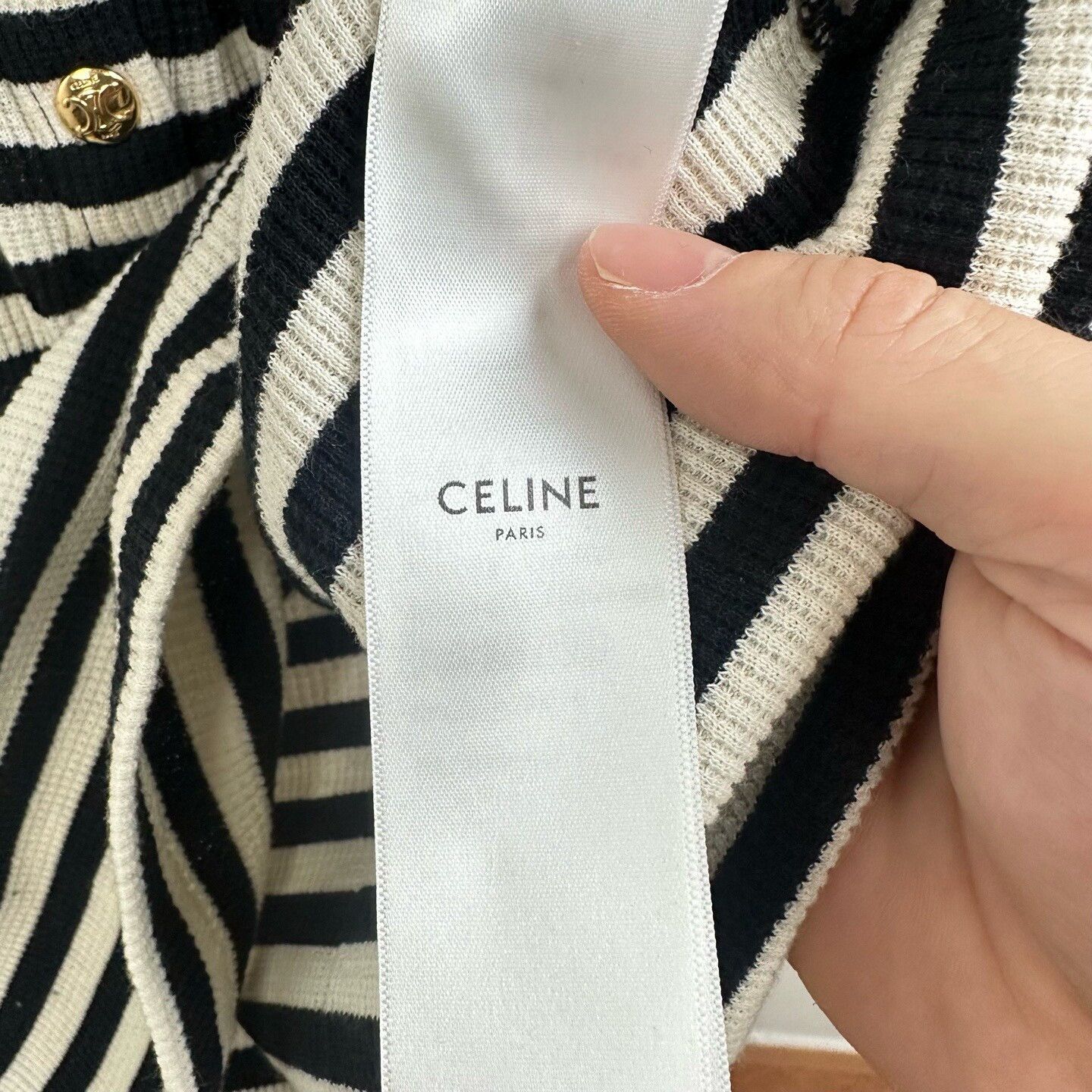 Celine Celine 23SS Triomphe Gold Buckle Striped Tee XS Size XS / US 0-2 / IT 36-38 - 5 Thumbnail