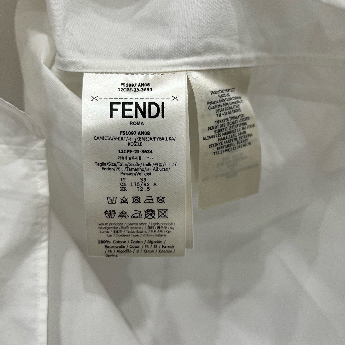Fendi FENDI Letter Print Collared Short Sleeve Shirt Size US M / EU 48-50 / 2 - 5 Thumbnail