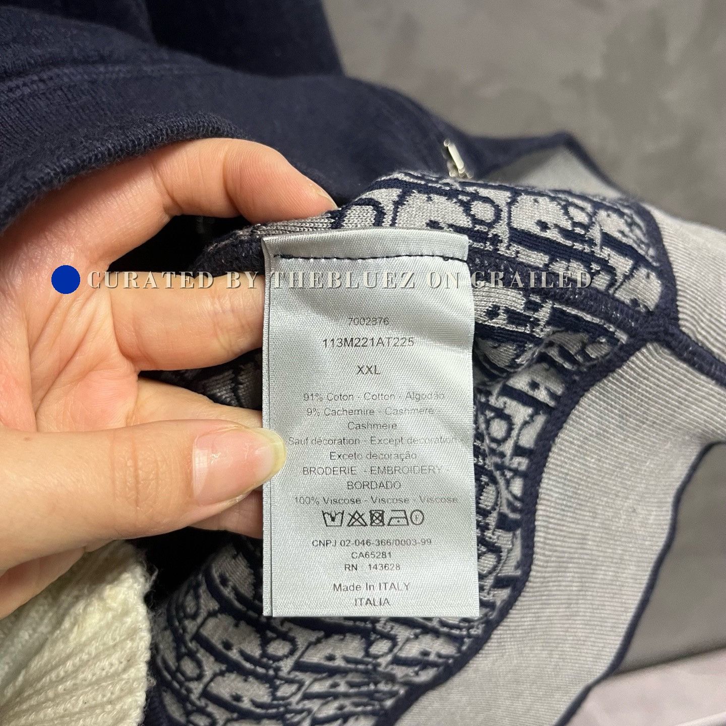 Dior Dior Navy Blue Cotton Blend Zip Hooded Jacket Size US XL / EU 56 / 4 - 5 Thumbnail