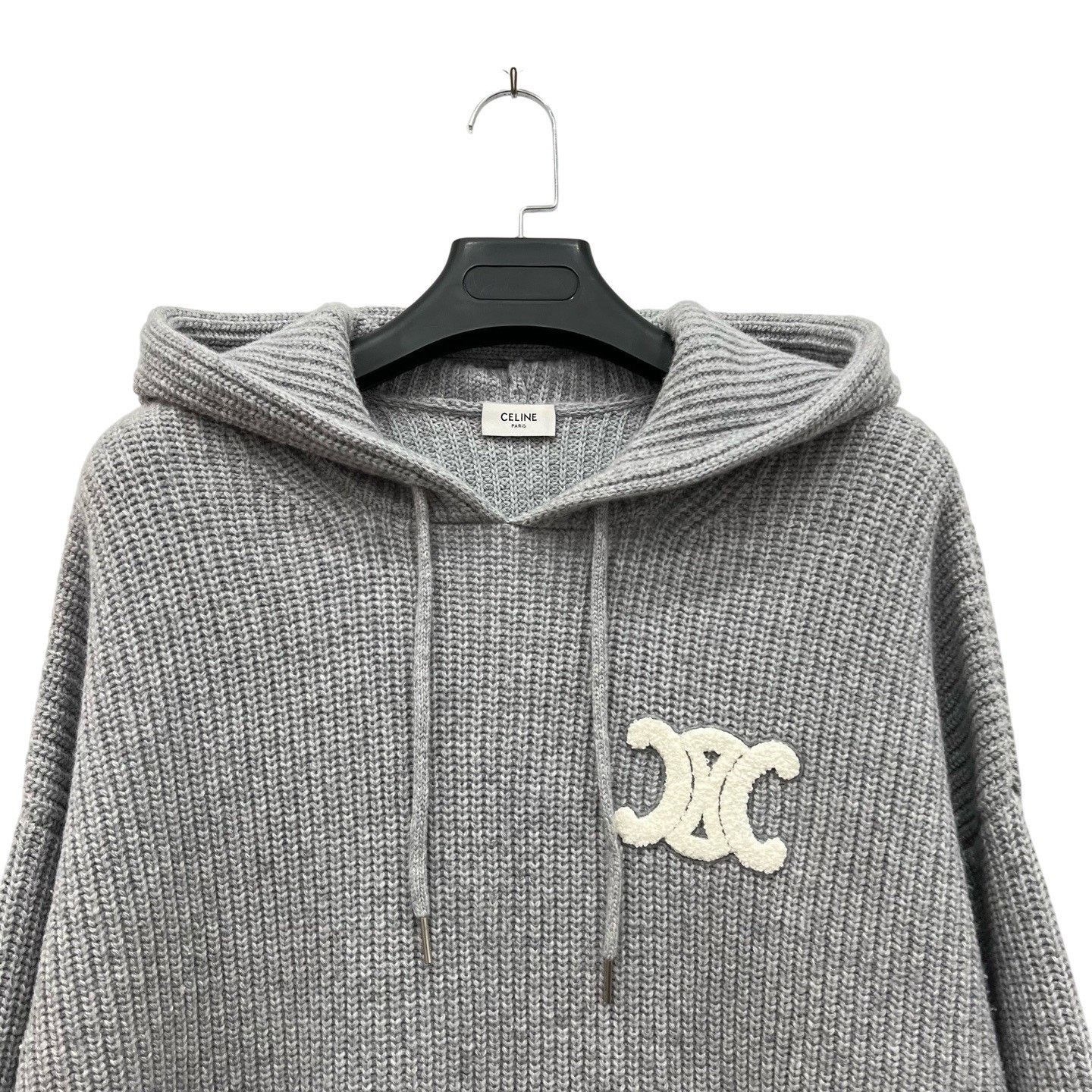 Celine Celine Gray Cashmere Triomphe Hoodie Size US M / EU 48-50 / 2 - 2 Thumbnail
