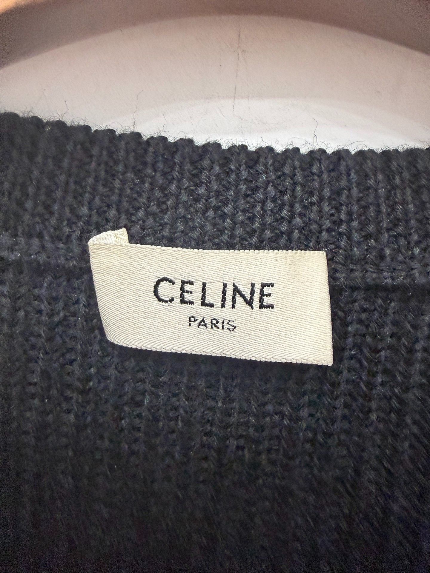 Celine Celine Black Triomphe Embroidery Wool Sweater Size S / US 4 / IT 40 - 3 Thumbnail