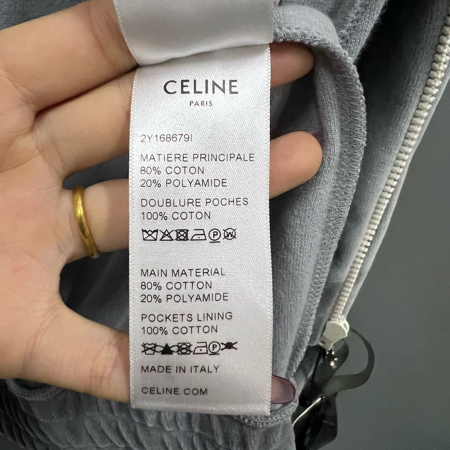 Celine Celine Triomphe Gray Velvet Coat Size S / US 4 / IT 40 - 5 Thumbnail
