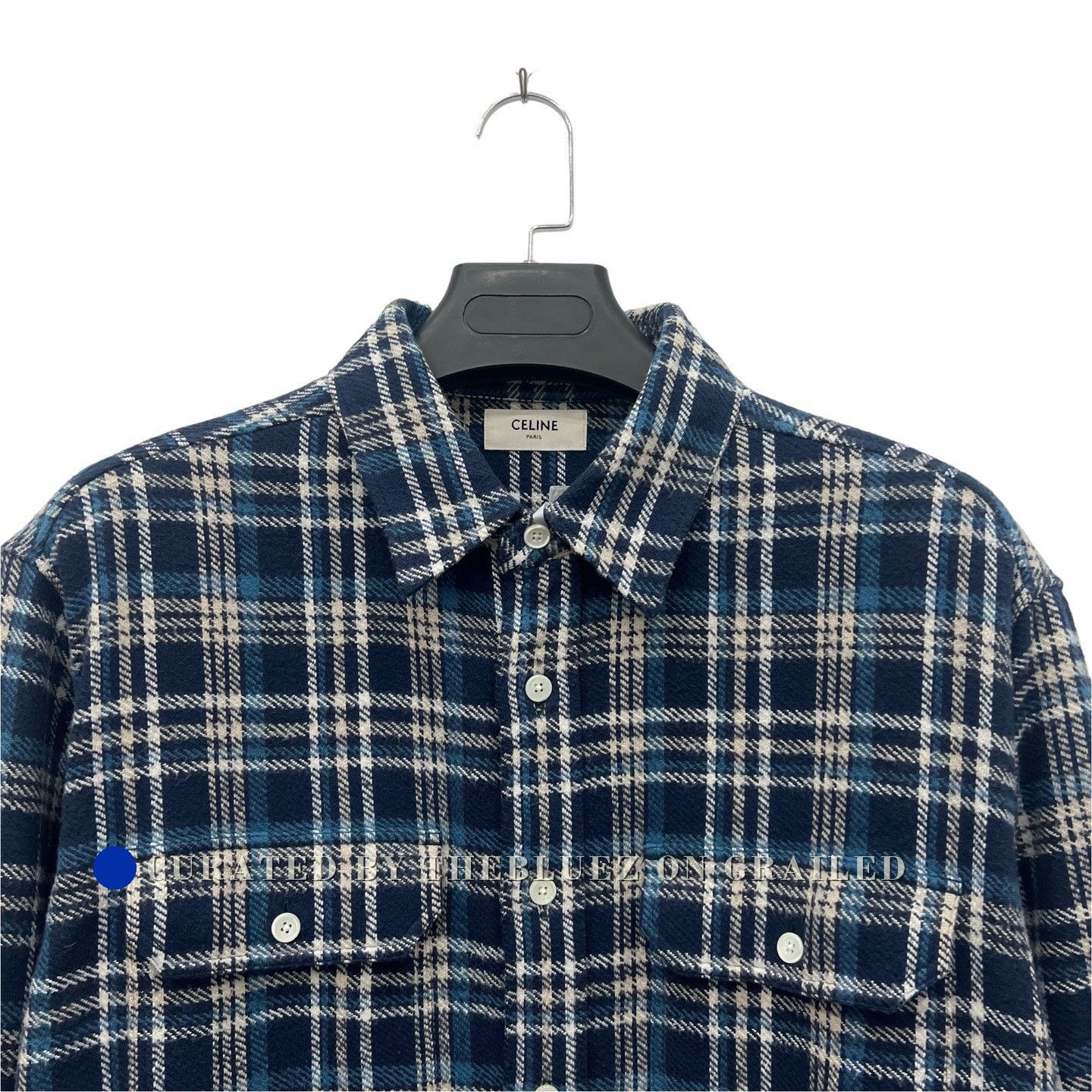 Celine Celine Blue Plaid Long-Sleeve Shirt Size S / US 4 / IT 40 - 3 Thumbnail