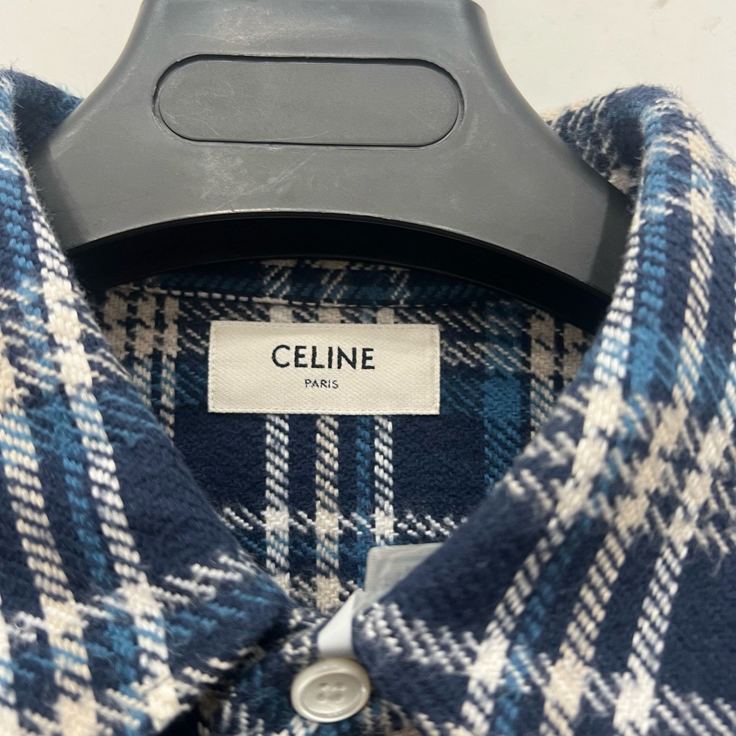 Celine Celine Blue Plaid Long-Sleeve Shirt Size S / US 4 / IT 40 - 4 Thumbnail