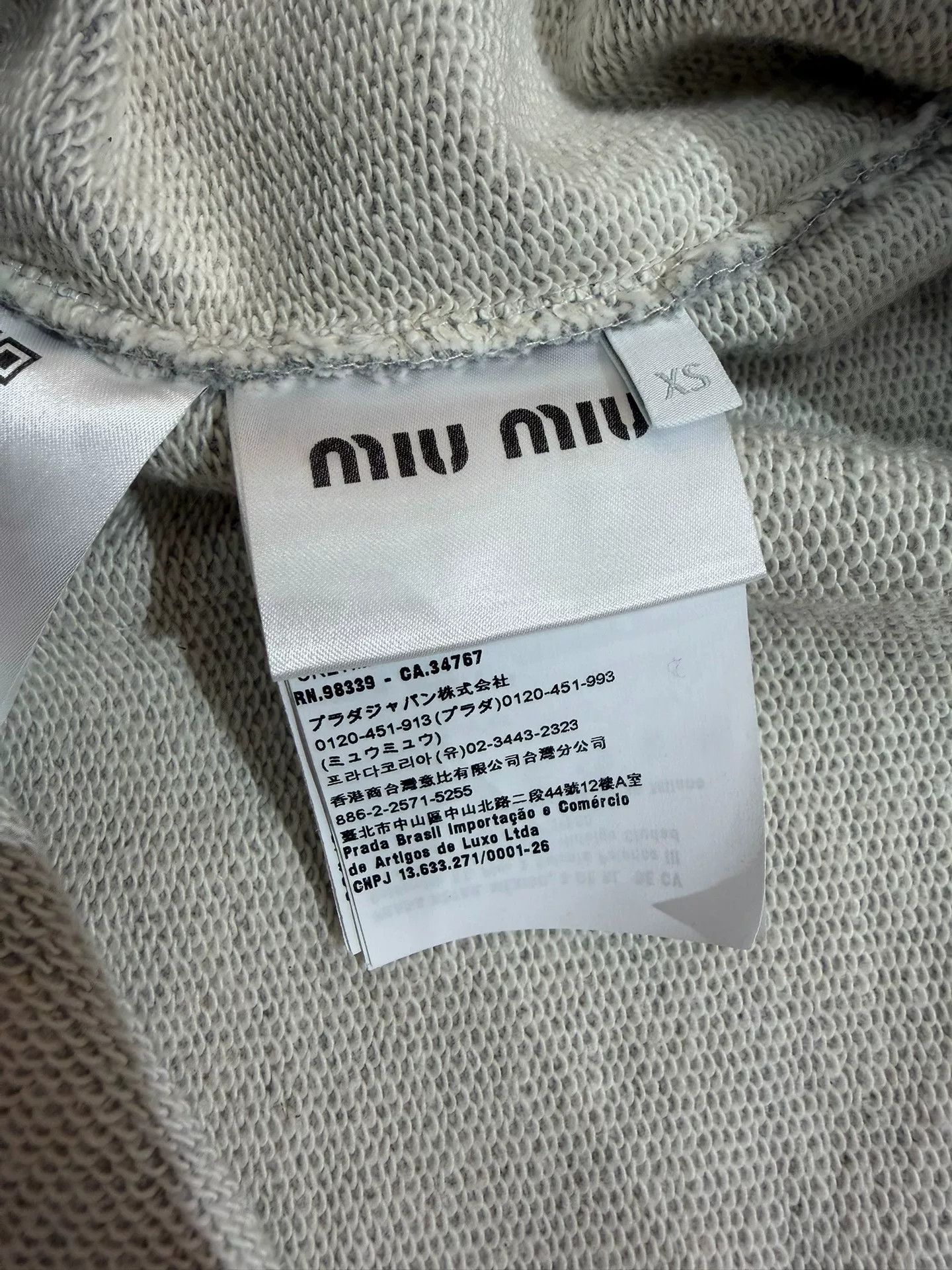 Miu Miu Miumiu Gray Zip Hoodie XS Size XS / US 0-2 / IT 36-38 - 4 Thumbnail