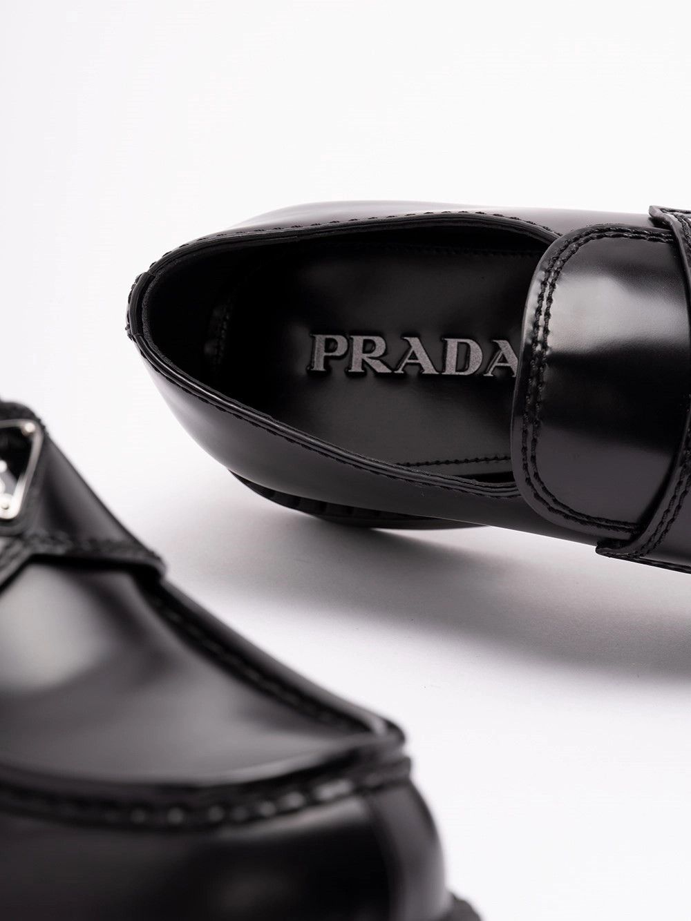 Prada Chocolate Brushed Leather Loafers Size US 12 / EU 45 - 5 Thumbnail