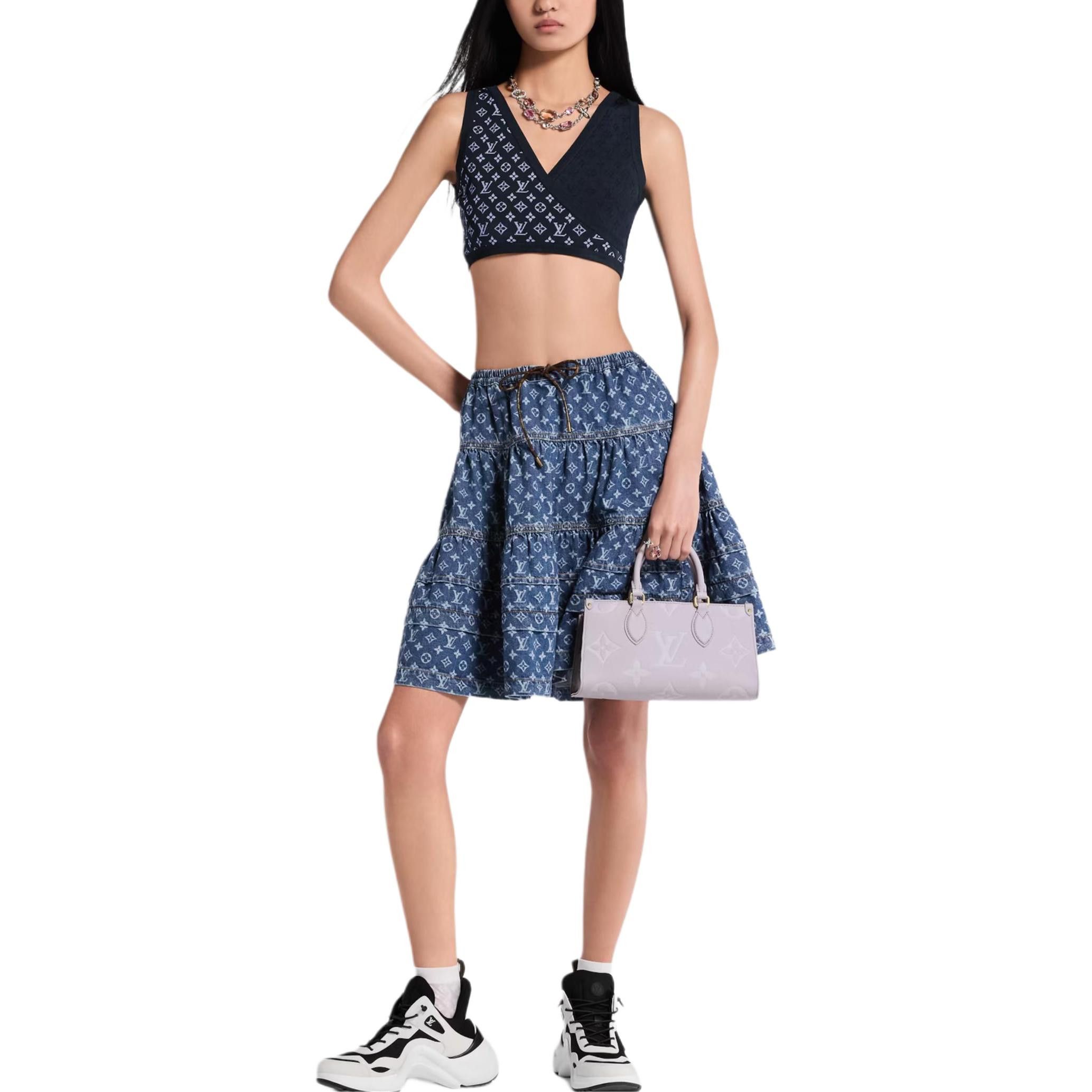 Louis Vuitton Louis Vuitton Monogram Denim Ruffle Mini Skirt Size 38 Size 27" / US 4 / IT 40 - 6 Thumbnail