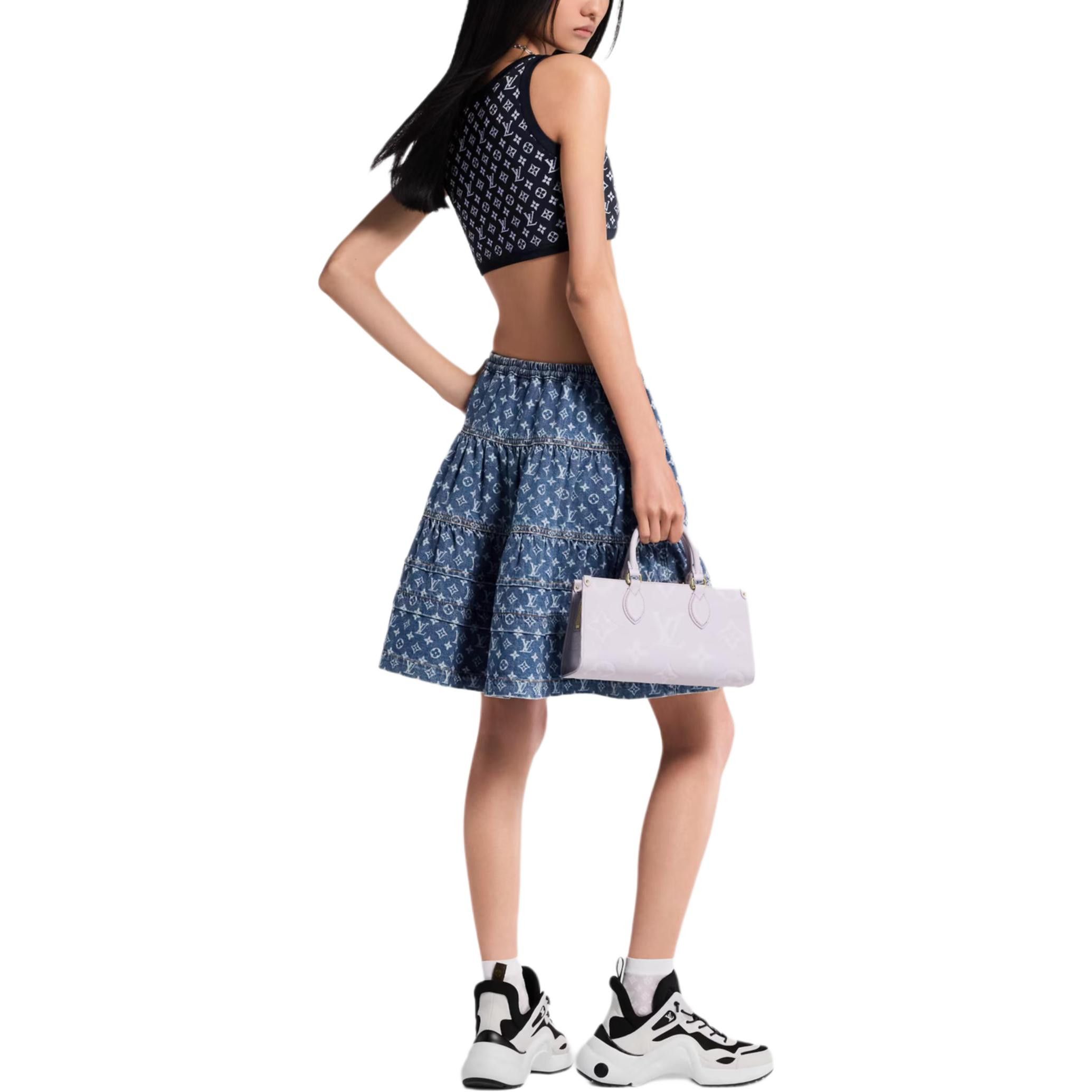 Louis Vuitton Louis Vuitton Monogram Denim Ruffle Mini Skirt Size 38 Size 27" / US 4 / IT 40 - 9 Thumbnail