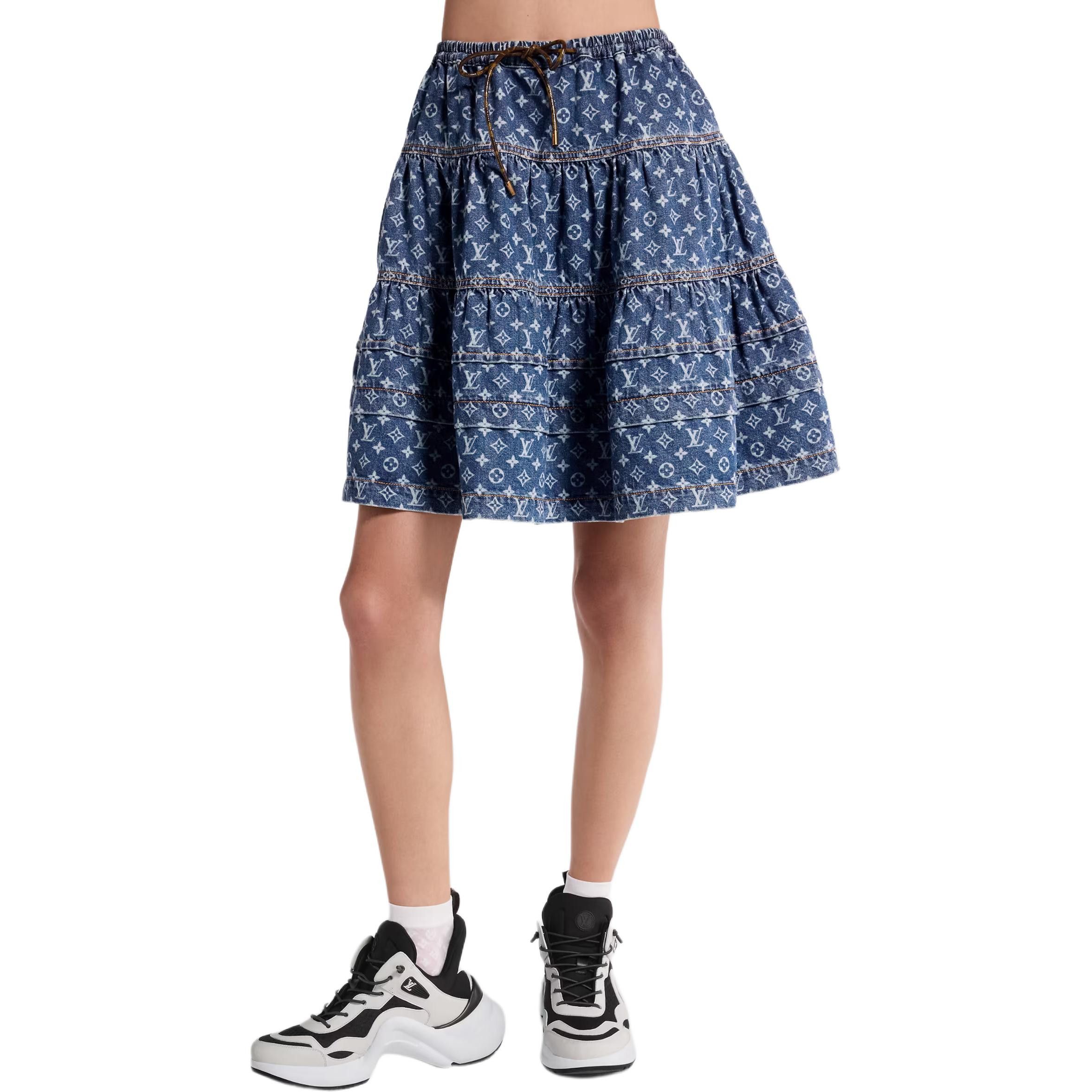 Louis Vuitton Louis Vuitton Monogram Denim Ruffle Mini Skirt Size 38 Size 27" / US 4 / IT 40 - 7 Thumbnail