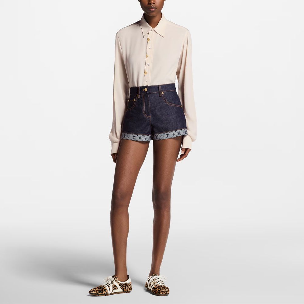 Louis Vuitton Louis Vuitton Monogram Cuff Denim Shorts Size 36 Size 26" / US 2 / IT 38 - 7 Thumbnail