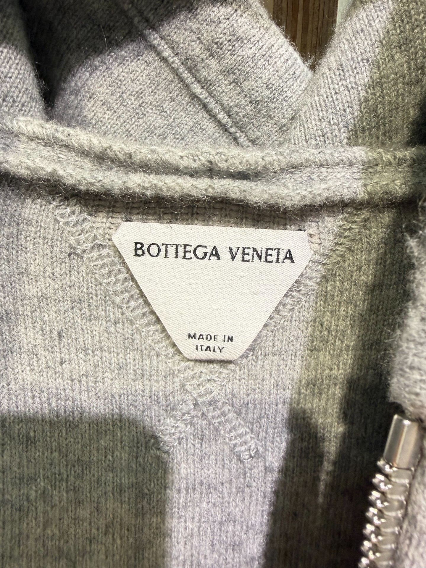 Bottega Veneta BOTTEGA VENETA Gray Cashmere Hooded Zip Sweatshirt Size US M / EU 48-50 / 2 - 3 Thumbnail