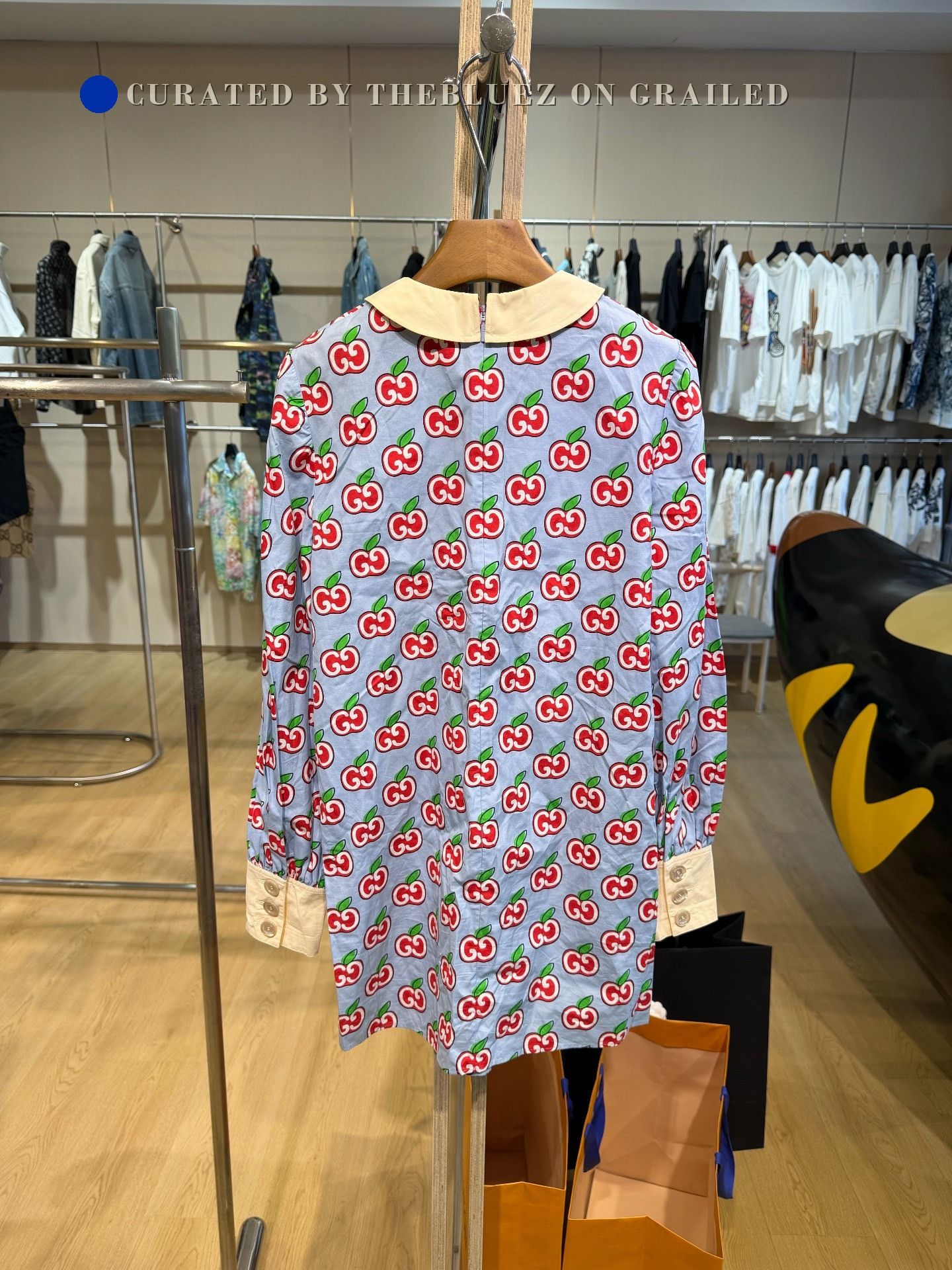 Gucci Gucci Blue Apple Print Dress Size S / US 4 / IT 40 - 2 Thumbnail