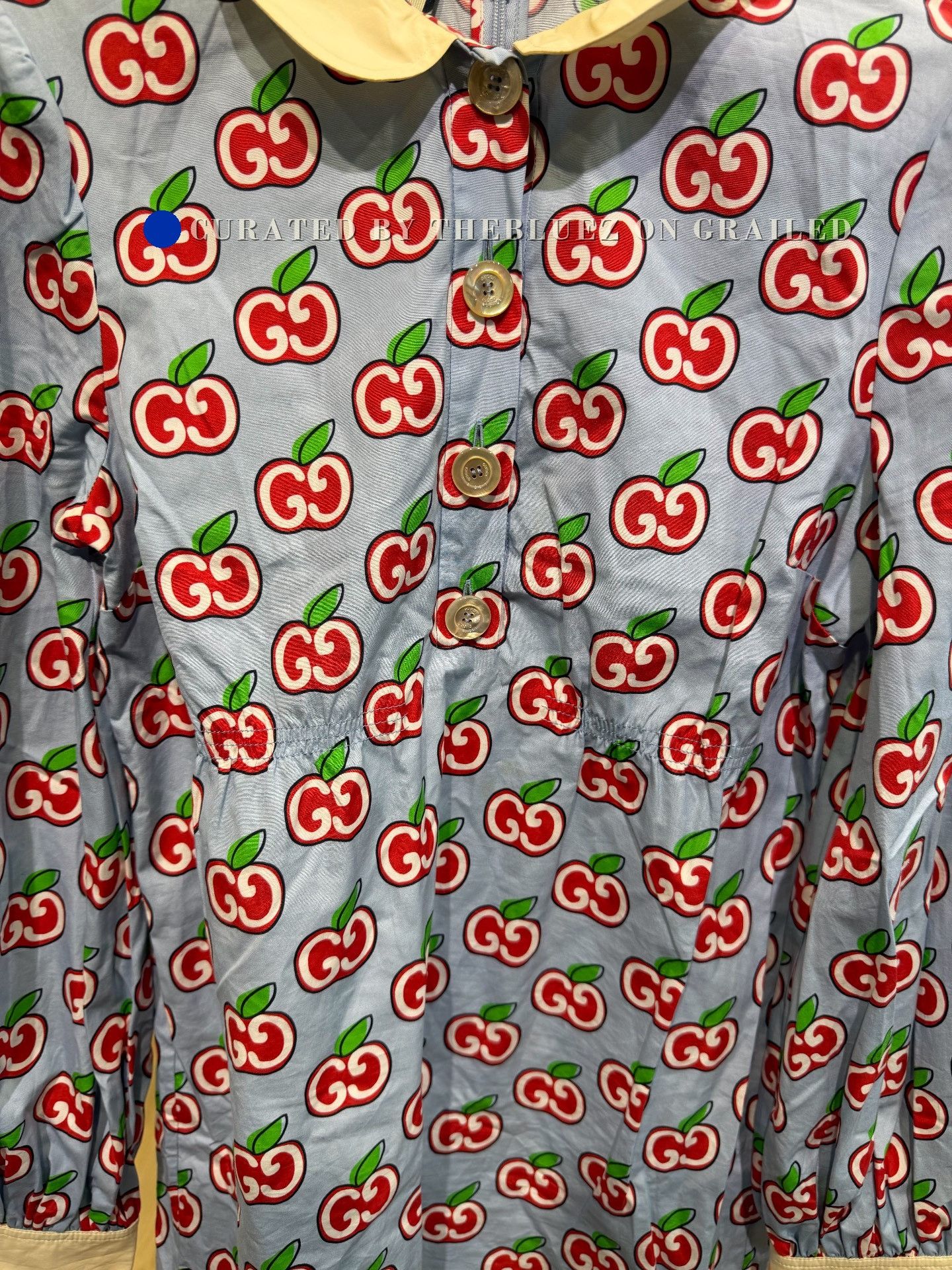 Gucci Gucci Blue Apple Print Dress Size S / US 4 / IT 40 - 3 Thumbnail