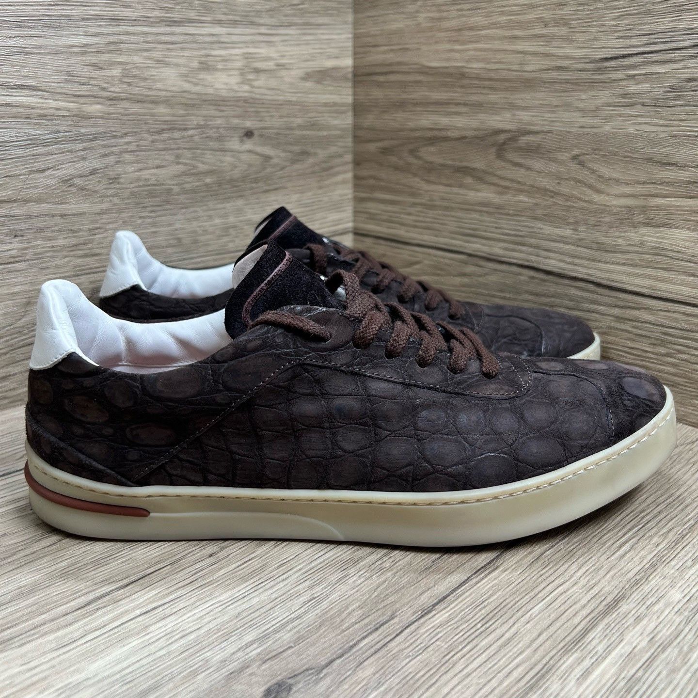 Loro Piana Loro Piana 70’S Walk Crocodile-Embossed Trainers Size US 7 / EU 40 - 3 Thumbnail