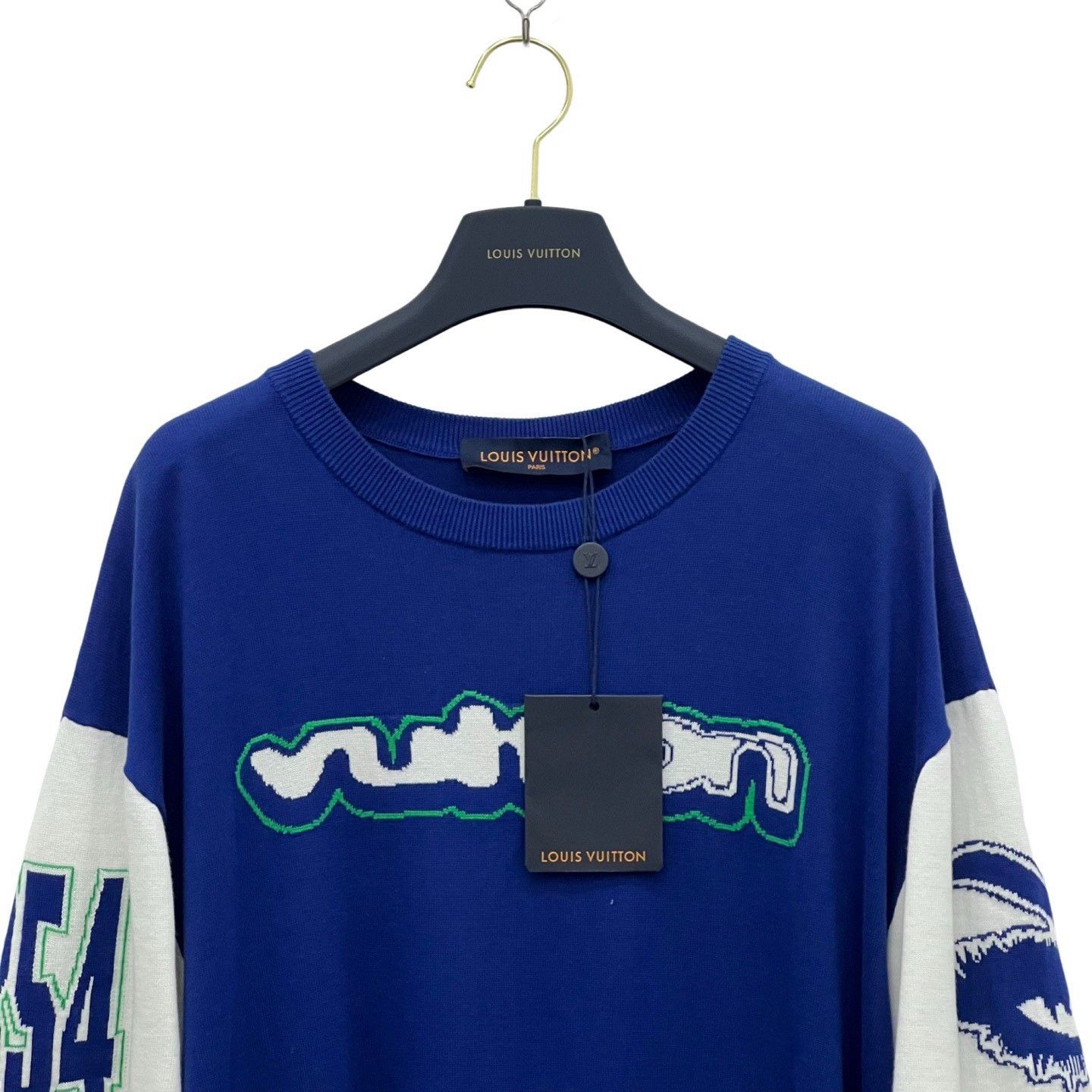 Louis Vuitton Louis Vuitton White Blue Logo Knit Tee Size US L / EU 52-54 / 3 - 3 Thumbnail