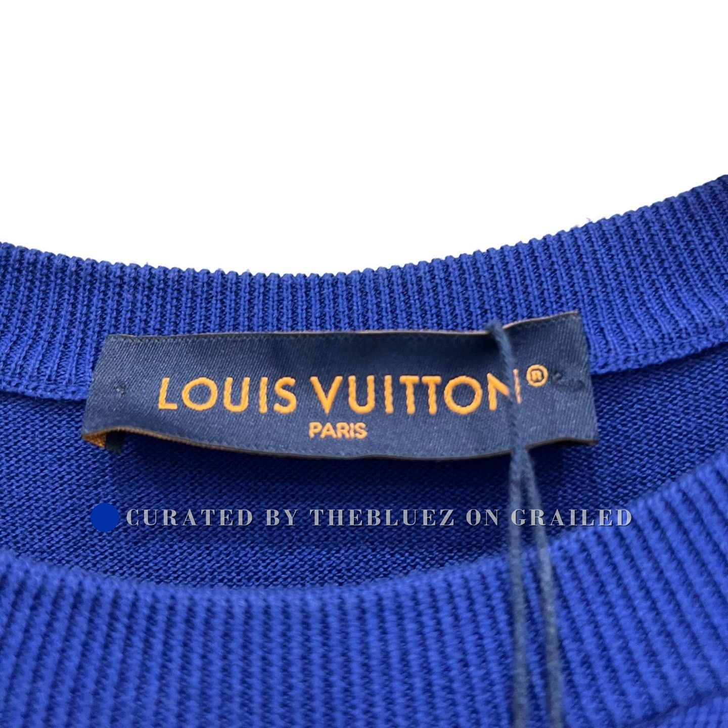 Louis Vuitton Louis Vuitton White Blue Logo Knit Tee Size US L / EU 52-54 / 3 - 4 Thumbnail
