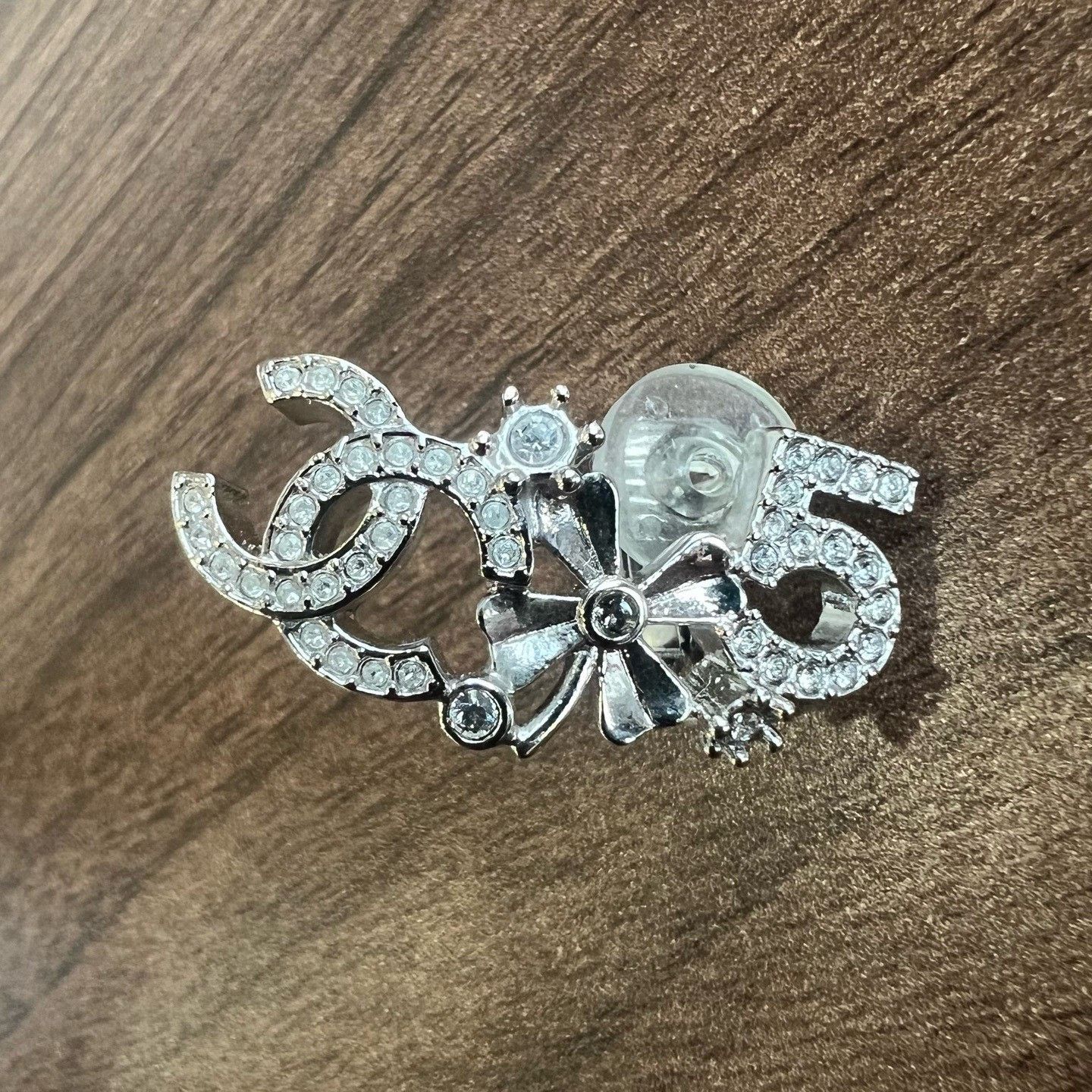 Chanel Chanel 23P Silver Crystal 5 Number Earrings Size ONE SIZE - 3 Thumbnail