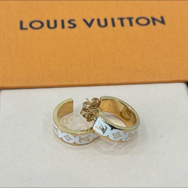 Louis Vuitton Louis Vuitton Inclusion White Enamel Earrings Size ONE SIZE - 2 Thumbnail