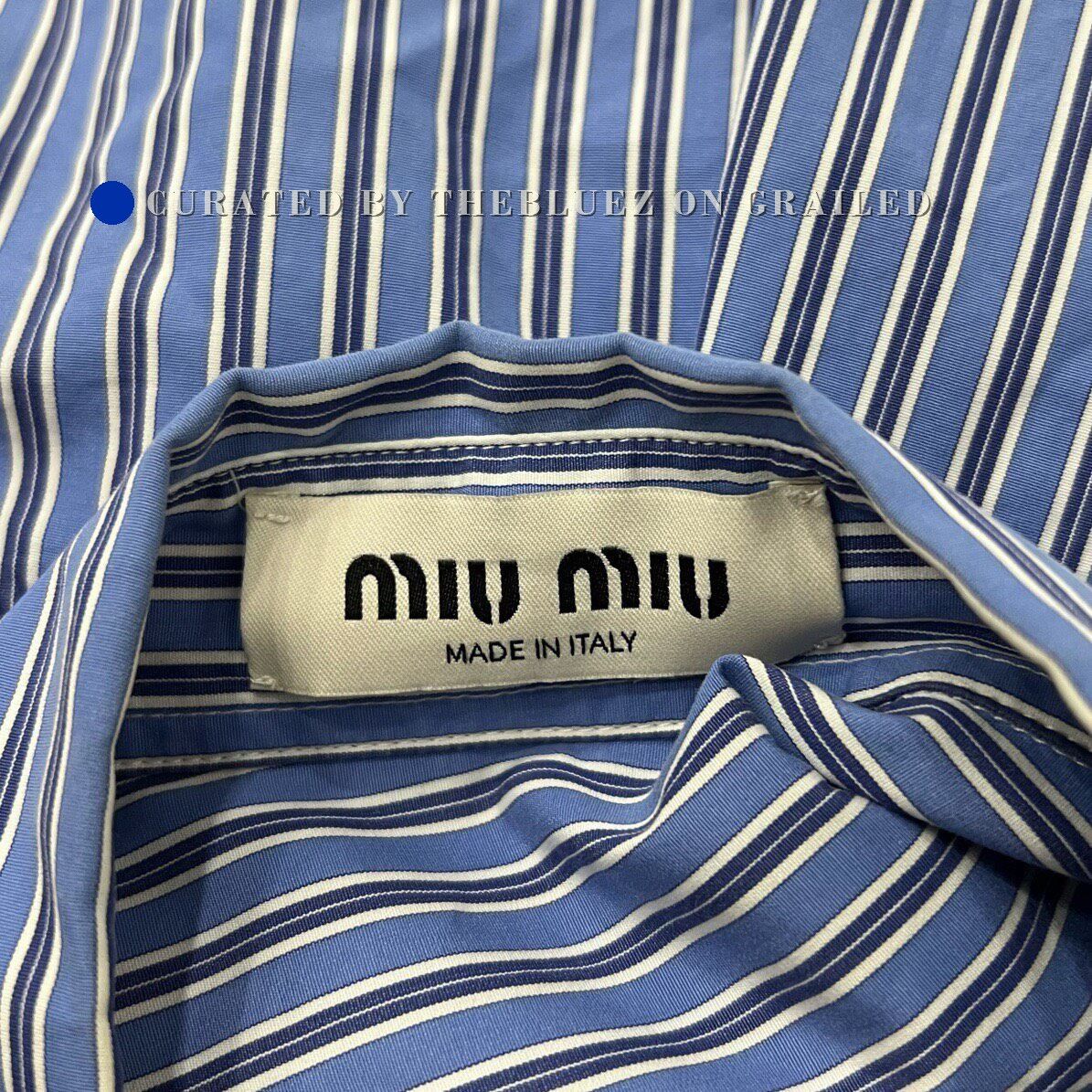 Miu Miu Miu Miu Blue White Striped Shirt Size S / US 4 / IT 40 - 6 Thumbnail