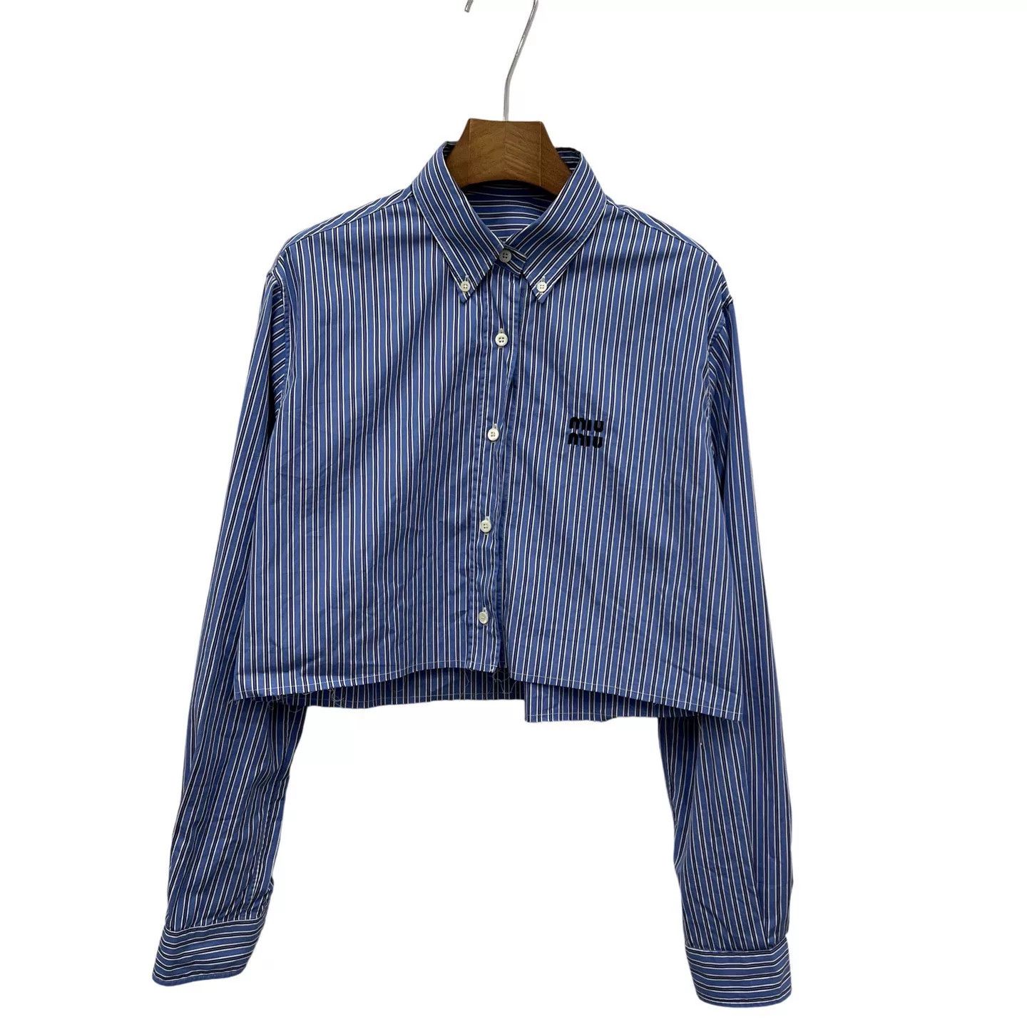 Miu Miu Miu Miu Blue White Striped Shirt Size S / US 4 / IT 40 - 2 Thumbnail