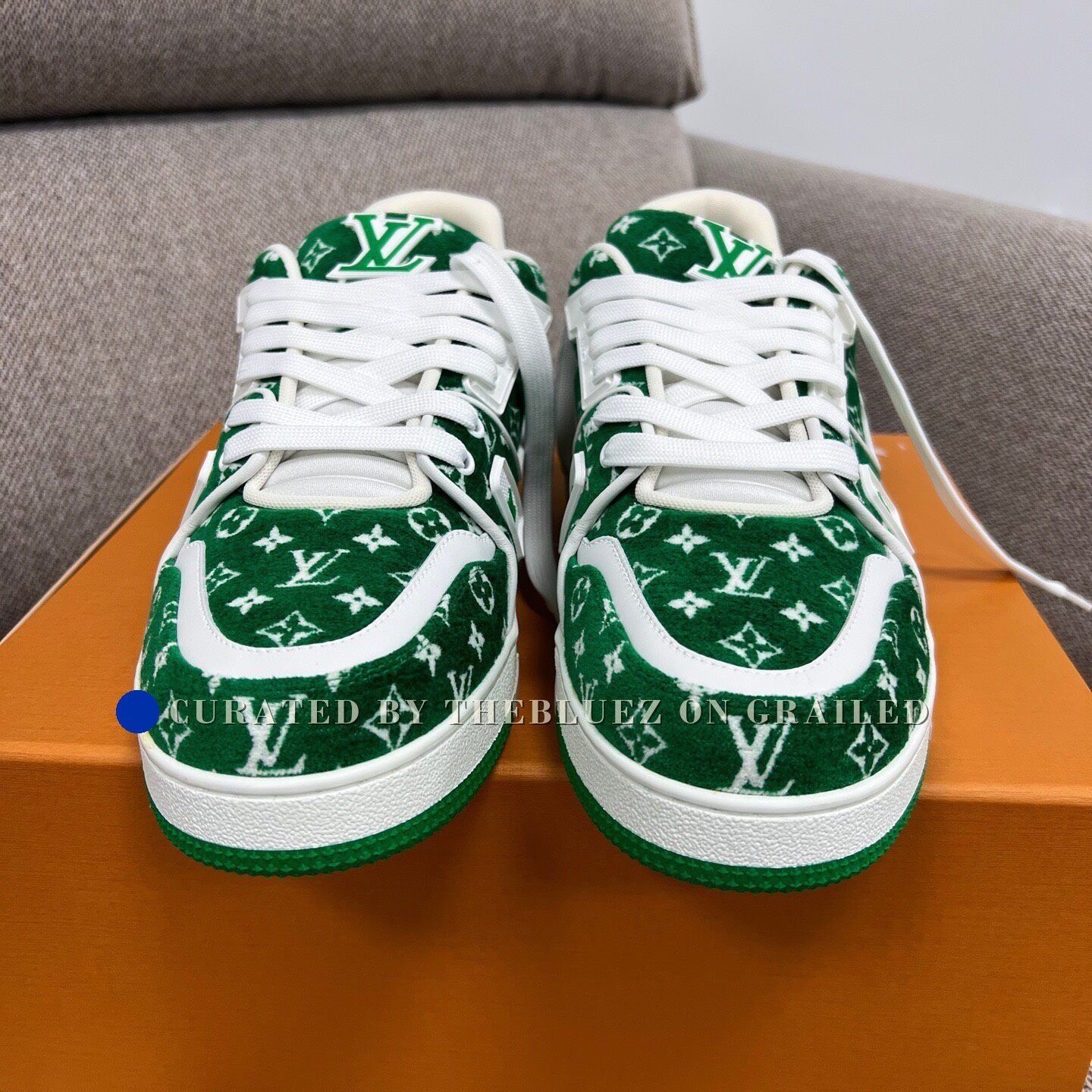 Louis Vuitton Louis Vuitton White Green Monogram Trainer Shoes Size US 10 / EU 43 - 2 Thumbnail