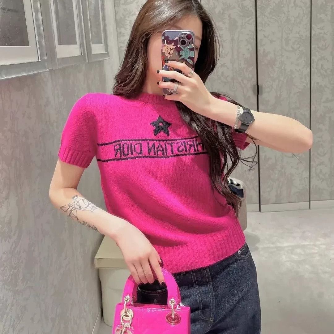 Dior Dior Lucky Star Letter Logo Knit Short-Sleeve Size XXS / US 00 / IT 34 - 6 Thumbnail