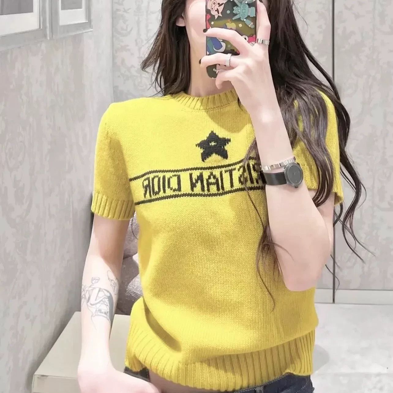 Dior Dior Lucky Star Logo Knit Short-Sleeve Size XXS / US 00 / IT 34 - 6 Thumbnail