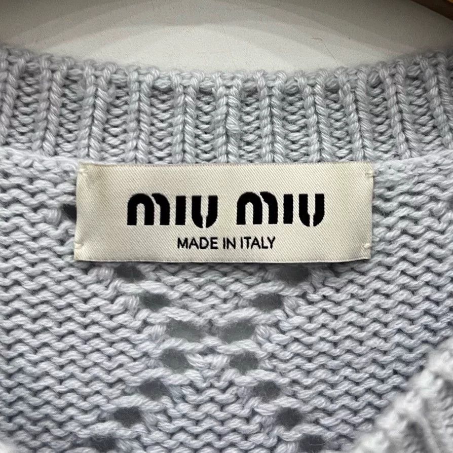 Miu Miu Miumiu Crystal Cutout Knit Short Sleeve Size S / US 4 / IT 40 - 5 Thumbnail