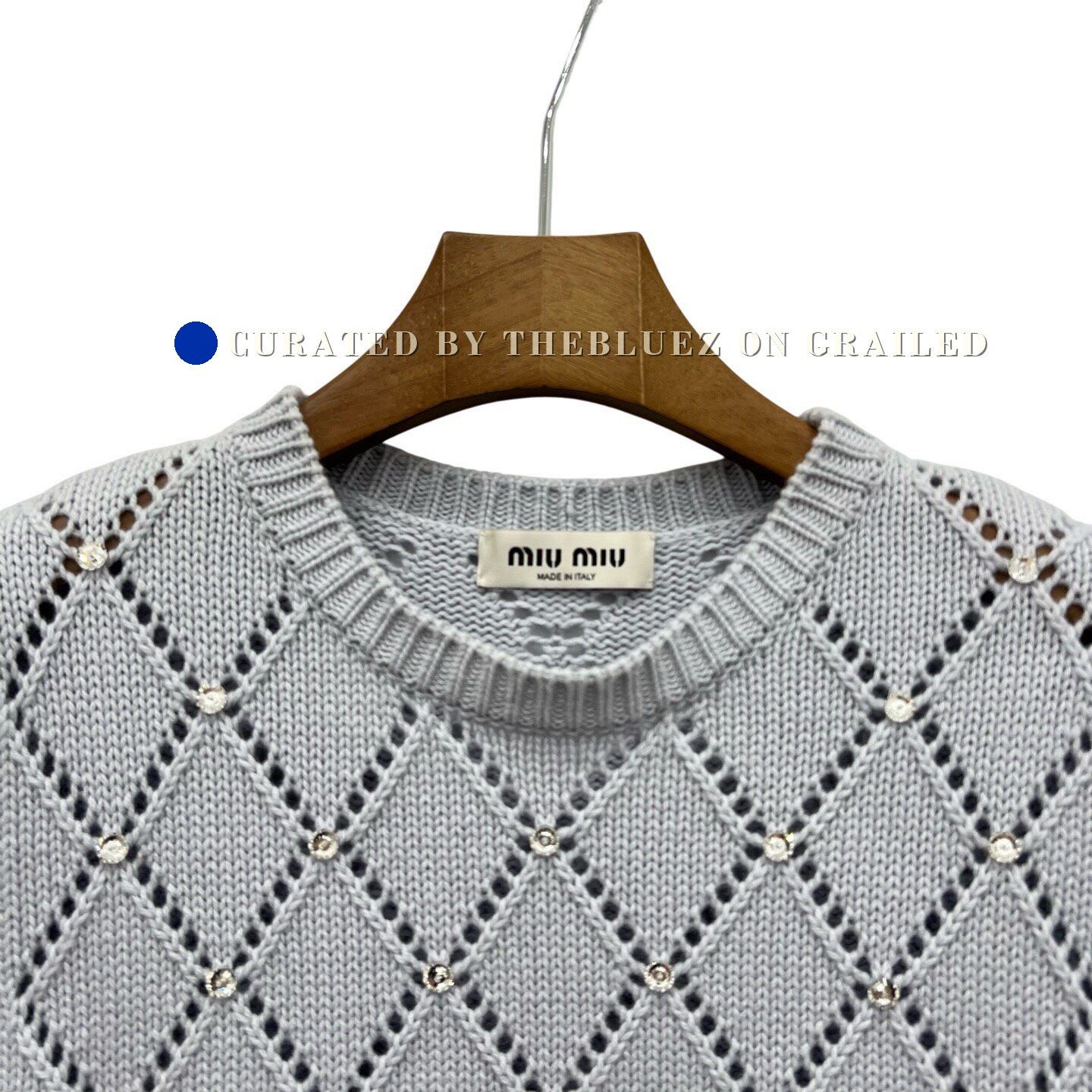 Miu Miu Miumiu Crystal Cutout Knit Short Sleeve Size S / US 4 / IT 40 - 2 Thumbnail