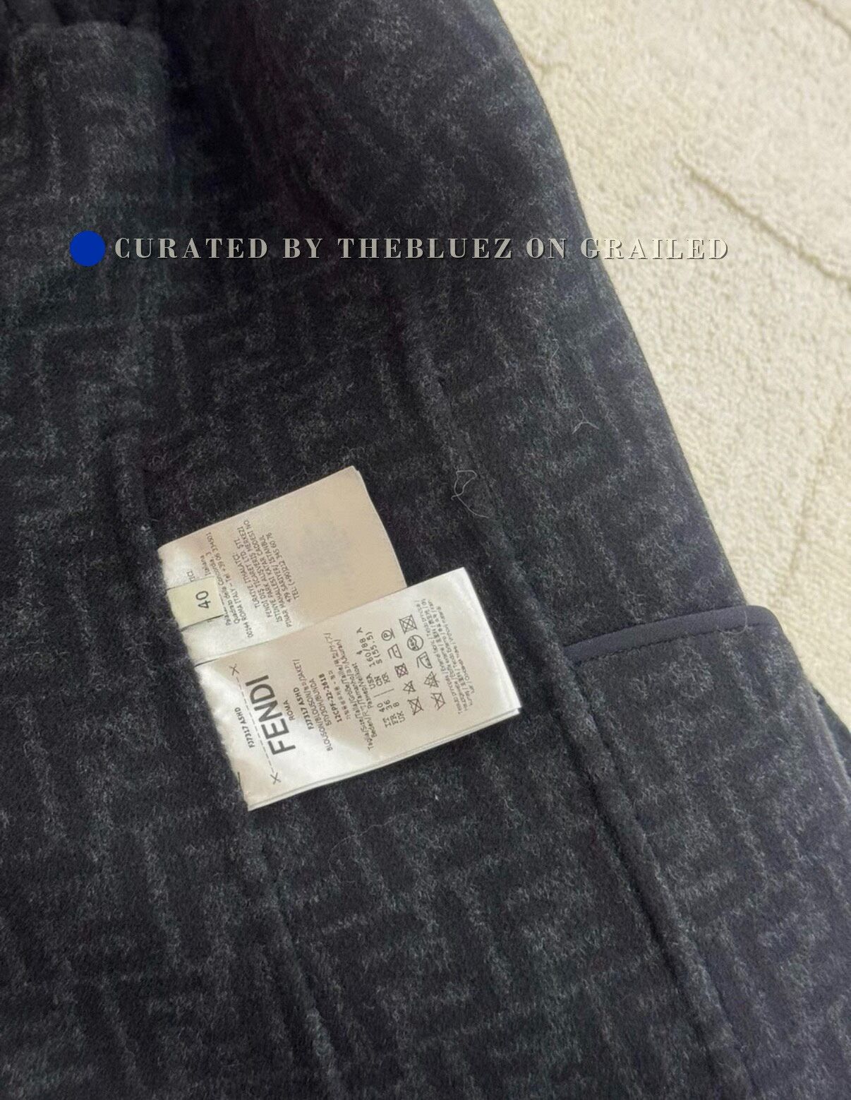 Fendi Fendi Navy Wool Coat with Print Lining Size S / US 4 / IT 40 - 3 Thumbnail