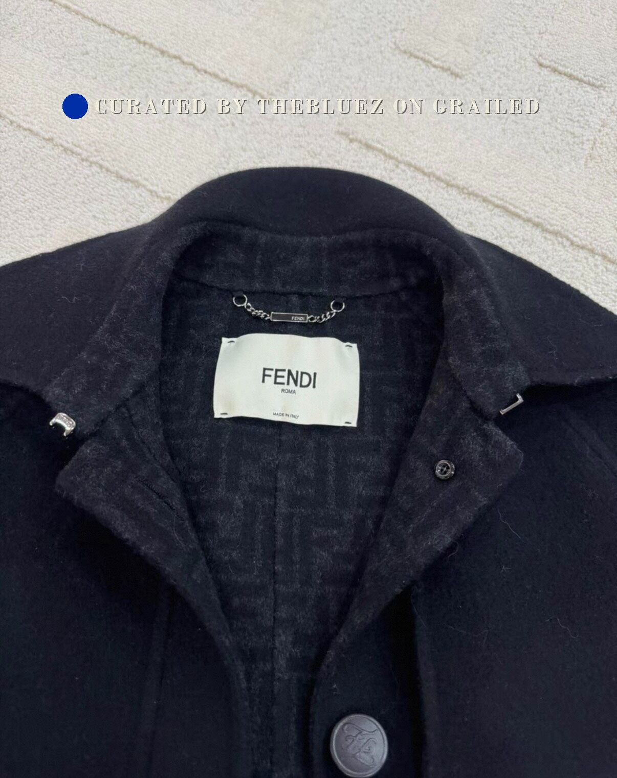 Fendi Fendi Navy Wool Coat with Print Lining Size S / US 4 / IT 40 - 2 Thumbnail