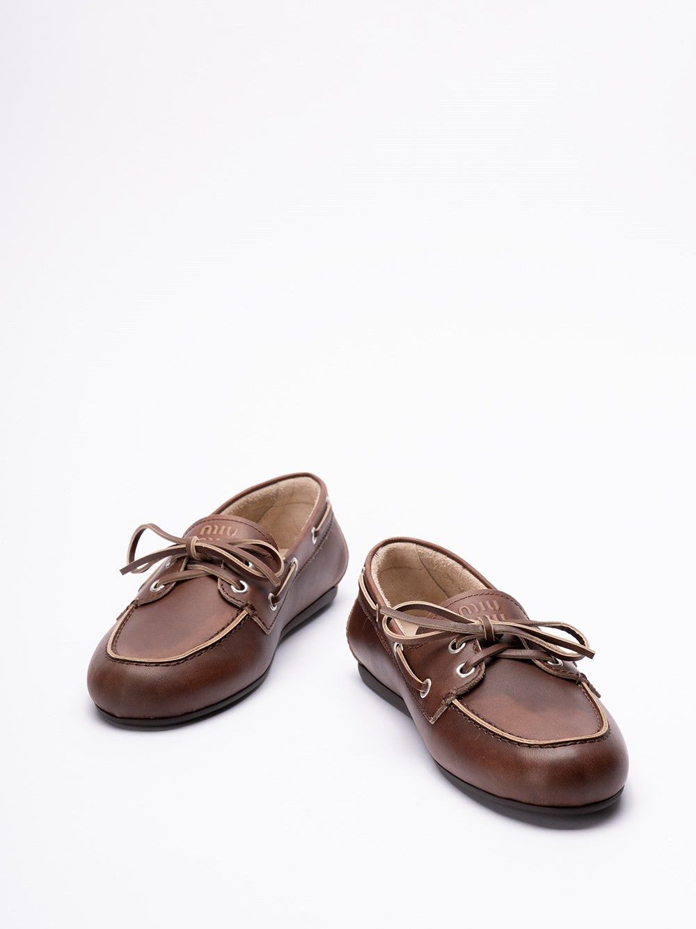 Miu Miu Unlined Bleached Leather Boat Shoes Size US 8 / IT 38 - 2 Thumbnail