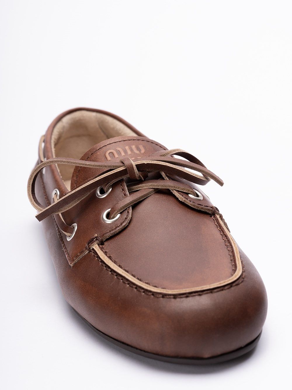 Miu Miu Unlined Bleached Leather Boat Shoes Size US 9 / IT 39 - 5 Thumbnail