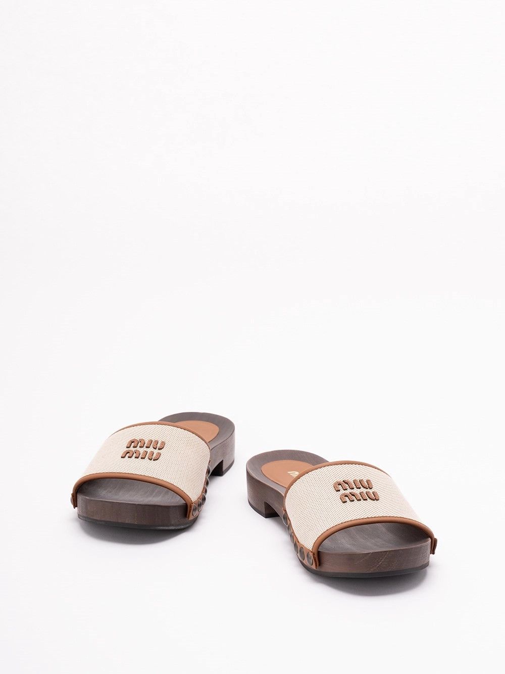 Miu Miu Canvas and Leather Clogs Size US 6 / IT 36 - 4 Thumbnail
