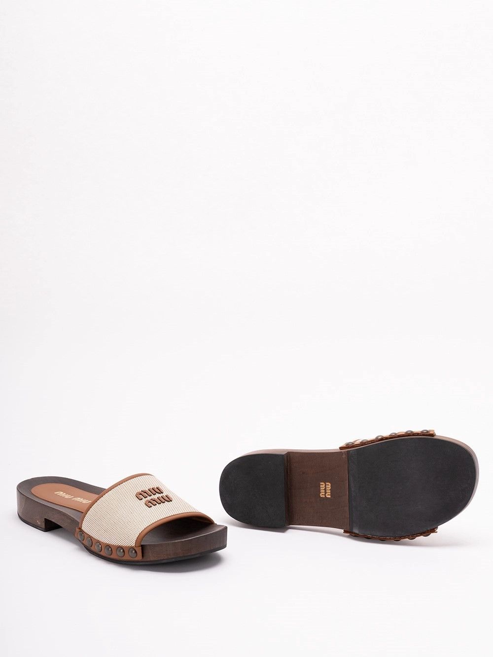 Miu Miu Canvas and Leather Clogs Size US 10 / IT 40 - 6 Thumbnail