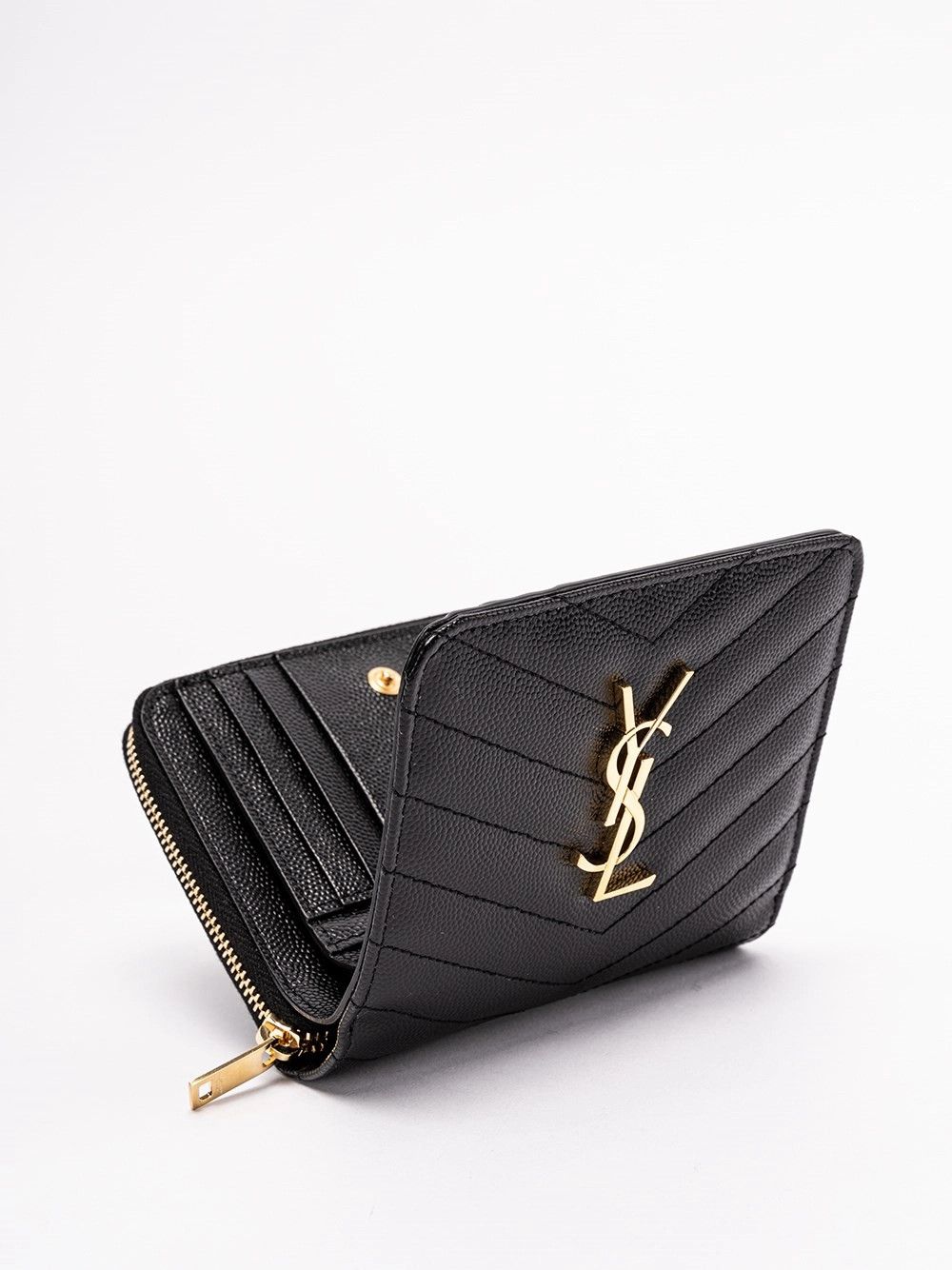 Saint Laurent Paris `Cassandre Matelassé` Compact Zip Around Wallet Size ONE SIZE - 3 Thumbnail