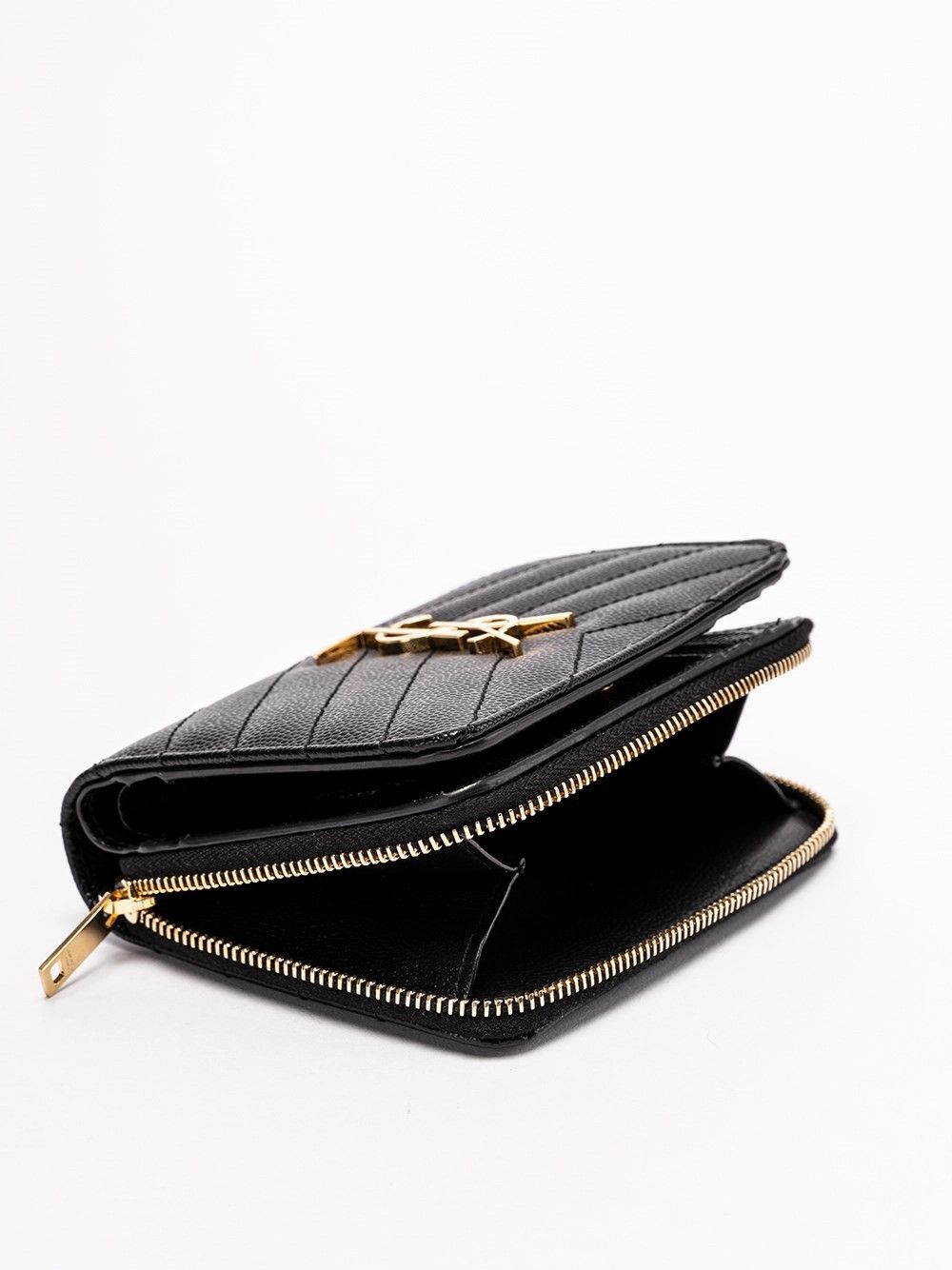 Saint Laurent Paris `Cassandre Matelassé` Compact Zip Around Wallet Size ONE SIZE - 4 Thumbnail