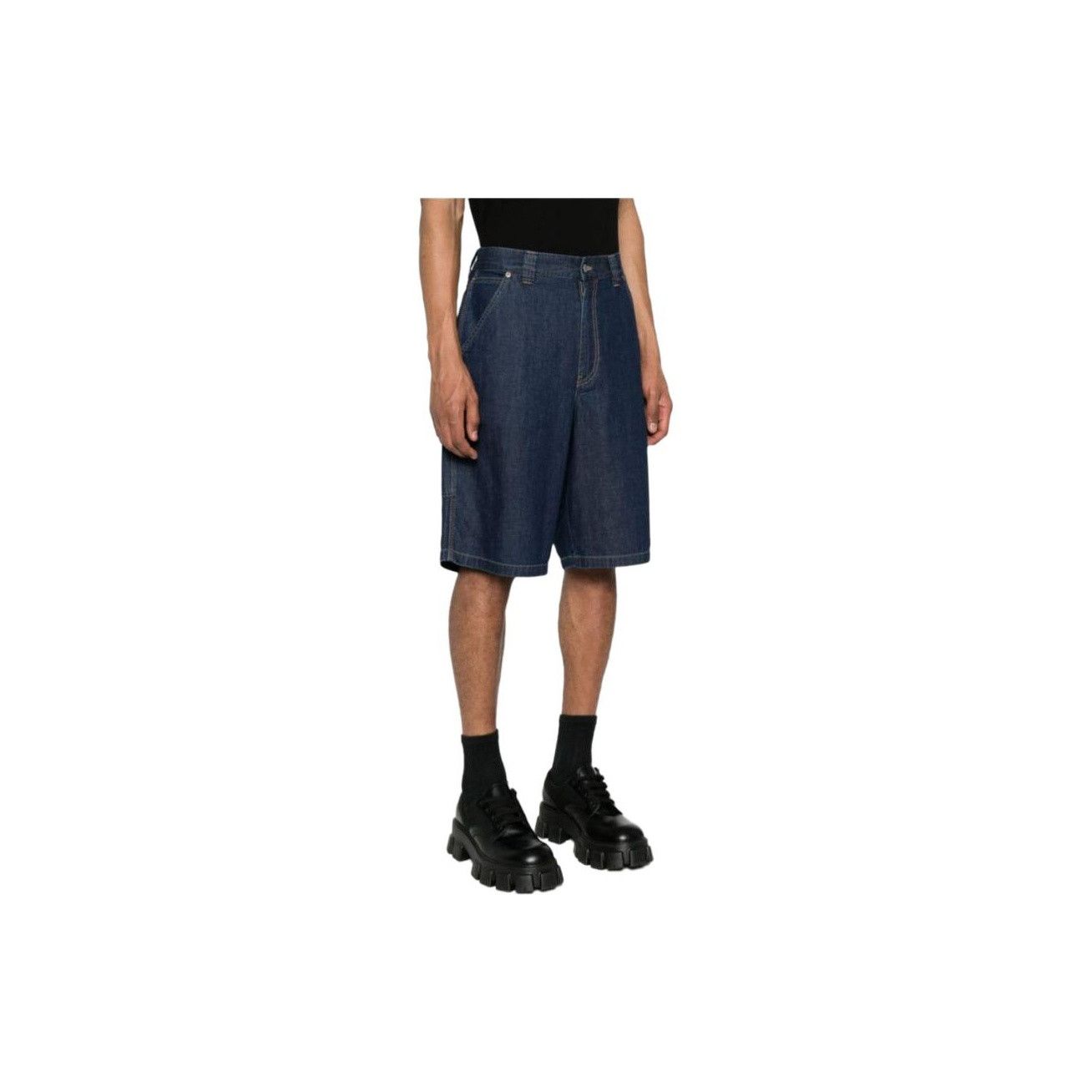 Prada Prada Logo Patch Denim Bermuda Shorts Size 33 Size US 33 - 8 Thumbnail