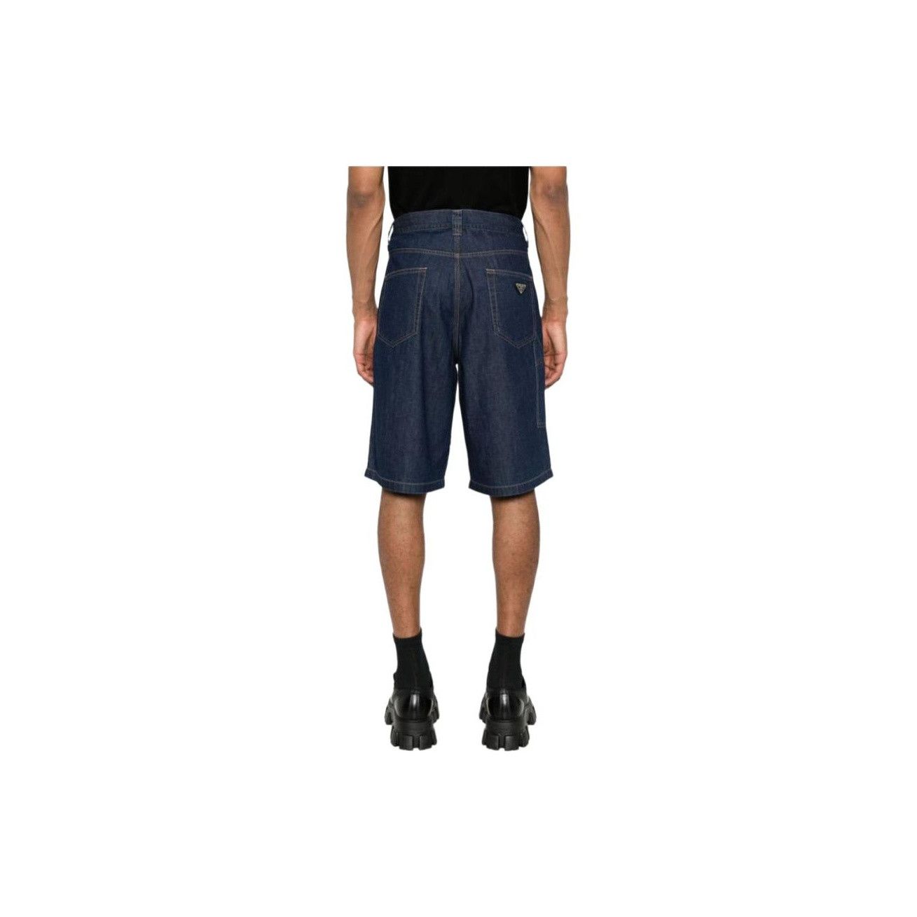 Prada Prada Logo Patch Denim Bermuda Shorts Size 33 Size US 33 - 7 Thumbnail