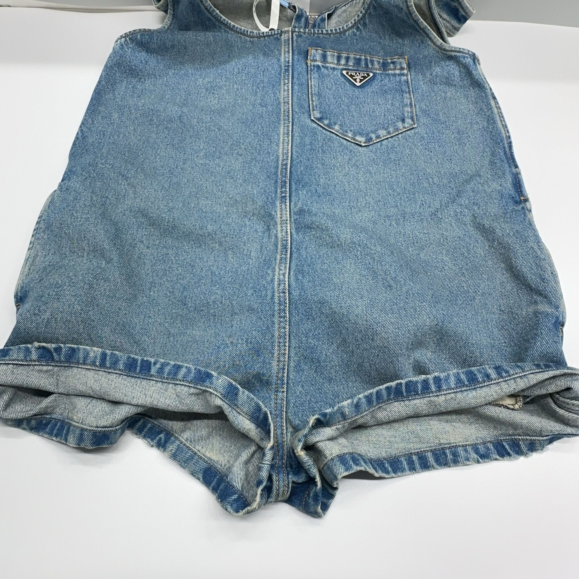Prada Prada Logo Denim Romper Size 38 Size 26" / US 2 / IT 38 - 7 Thumbnail