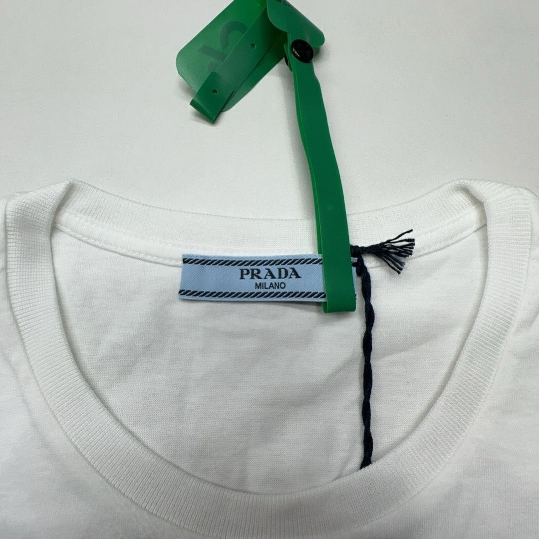 Prada Prada White Round Neck T-Shirt Size XL Size XL / US 12-14 / IT 48-50 - 3 Thumbnail
