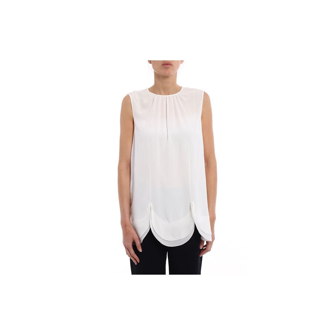 Prada Prada Silk Scalloped Sleeveless Blouse Size 38 Size XS / US 0-2 / IT 36-38 - 17 Thumbnail