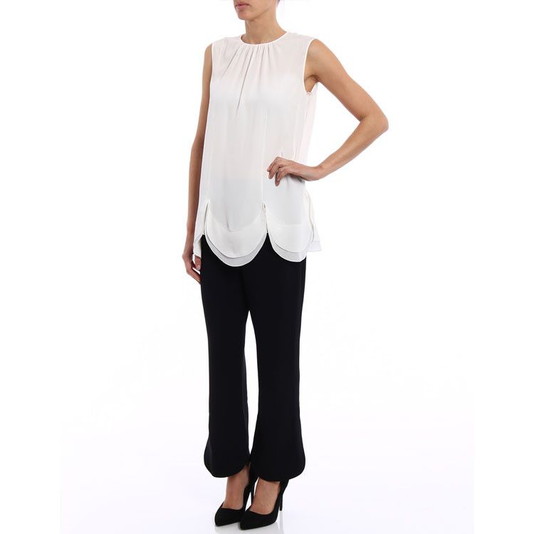 Prada Prada Silk Scalloped Sleeveless Blouse Size 38 Size XS / US 0-2 / IT 36-38 - 19 Thumbnail