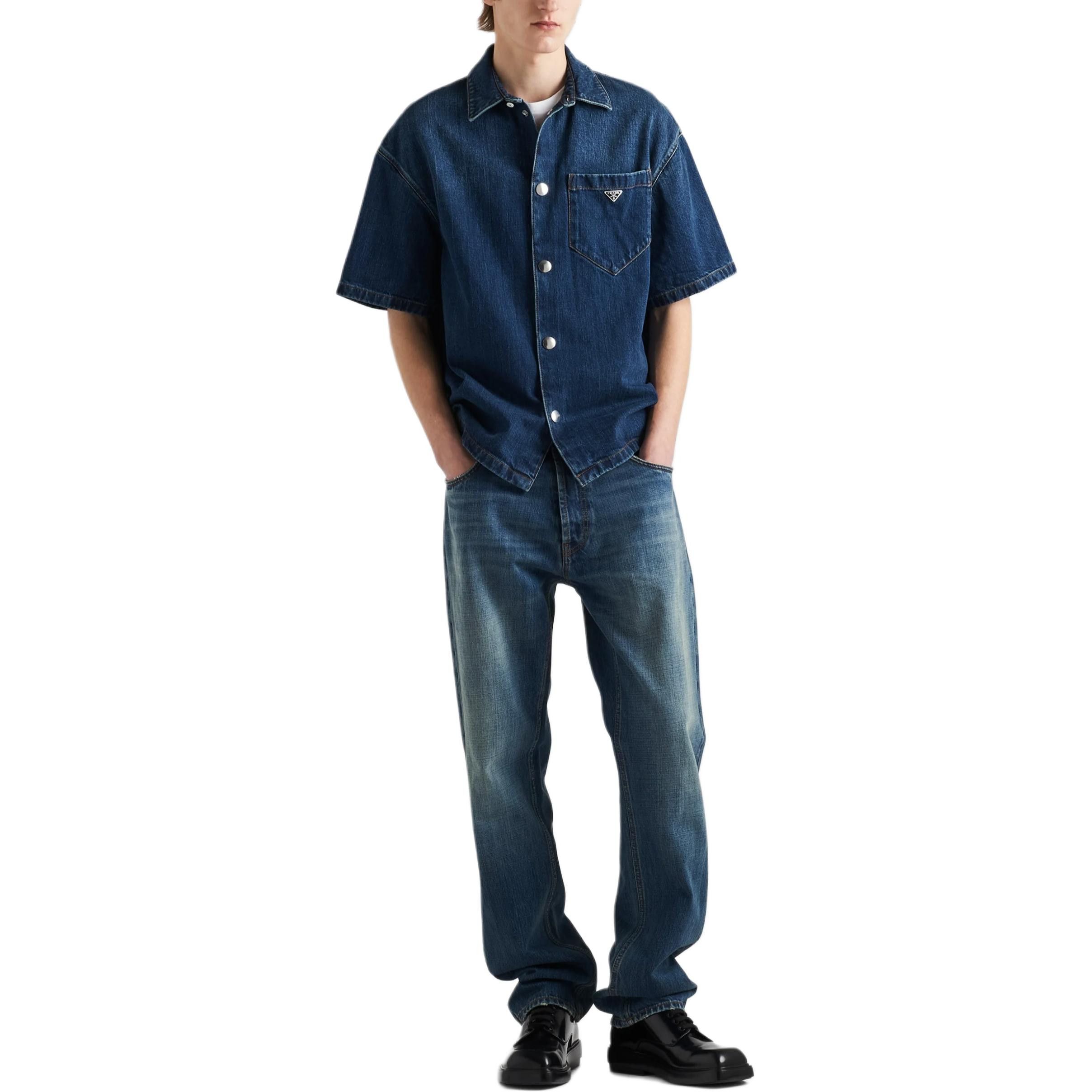 Prada Prada Logo Patch Denim Shirt Size M Size US M / EU 48-50 / 2 - 3 Thumbnail