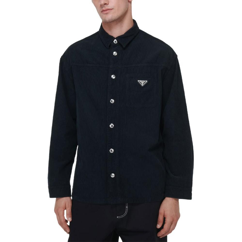 Prada Prada Corduroy Triangle Logo Shirt Size M Size US M / EU 48-50 / 2 - 9 Thumbnail